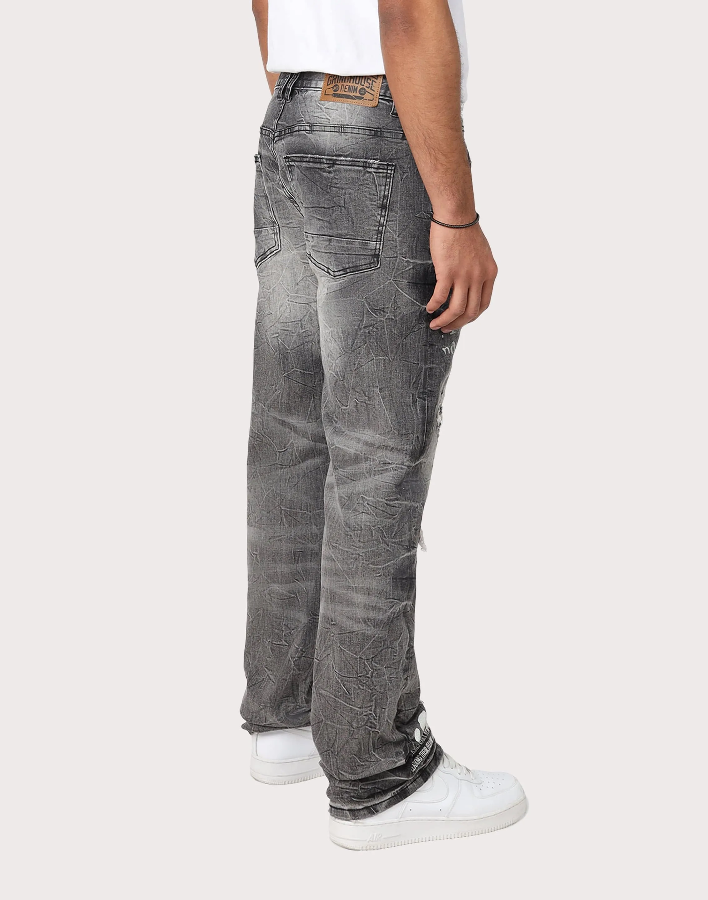 Love Energy Grindhouse Straight Fit Rip N Repair Embossed Denim Jeans