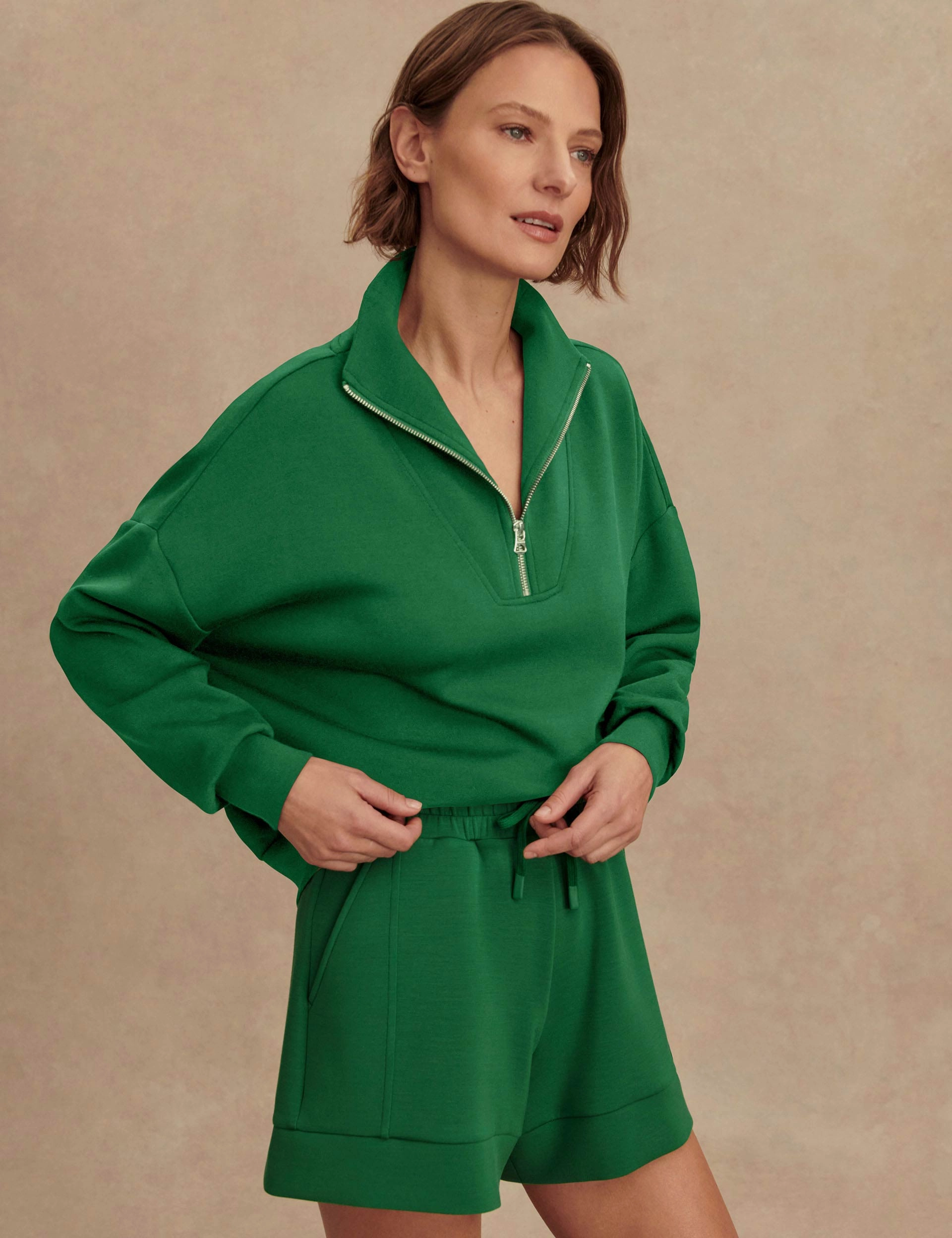 Machine washable The Doublesoft Shorts Set - Verdant Green