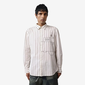 Love Core Vented Panels ALMOST GODS | ASSEMBLAGE STRIPE BOXY SHIRT { WHITE