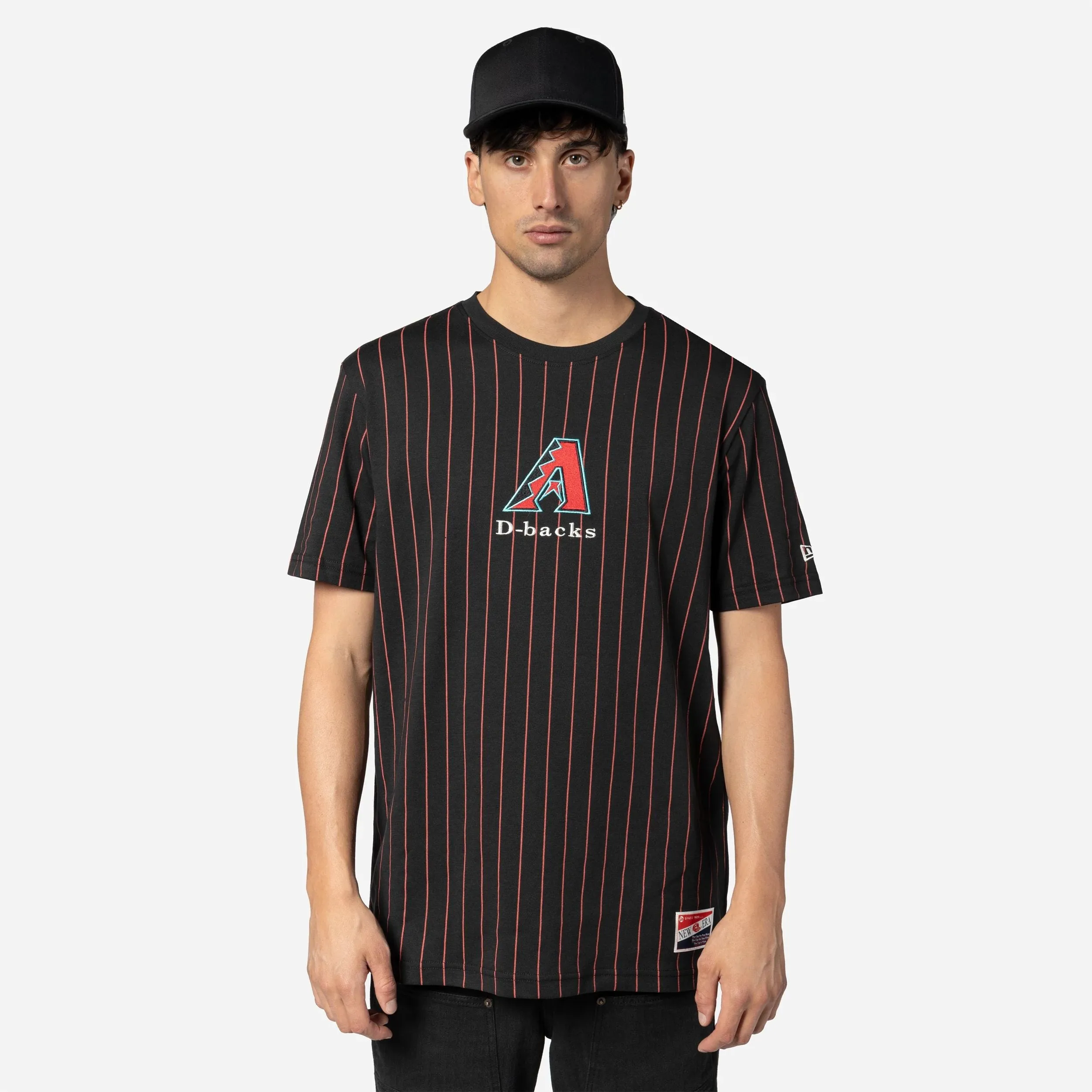 Diamondbacks Team Logo Pinstripe Tee - Mens NoSlip Hem OdorControlClothing