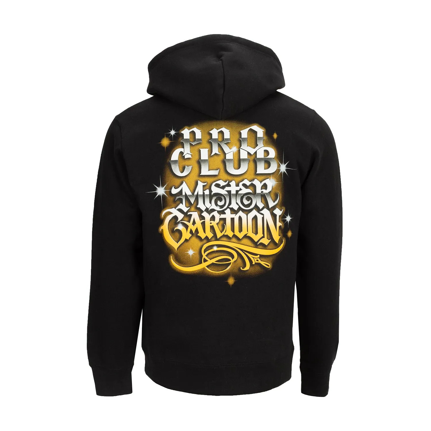 LightweightMaterial SheerLayeredPanels Mister Cartoon Airbrush PO Hoodie-Mens