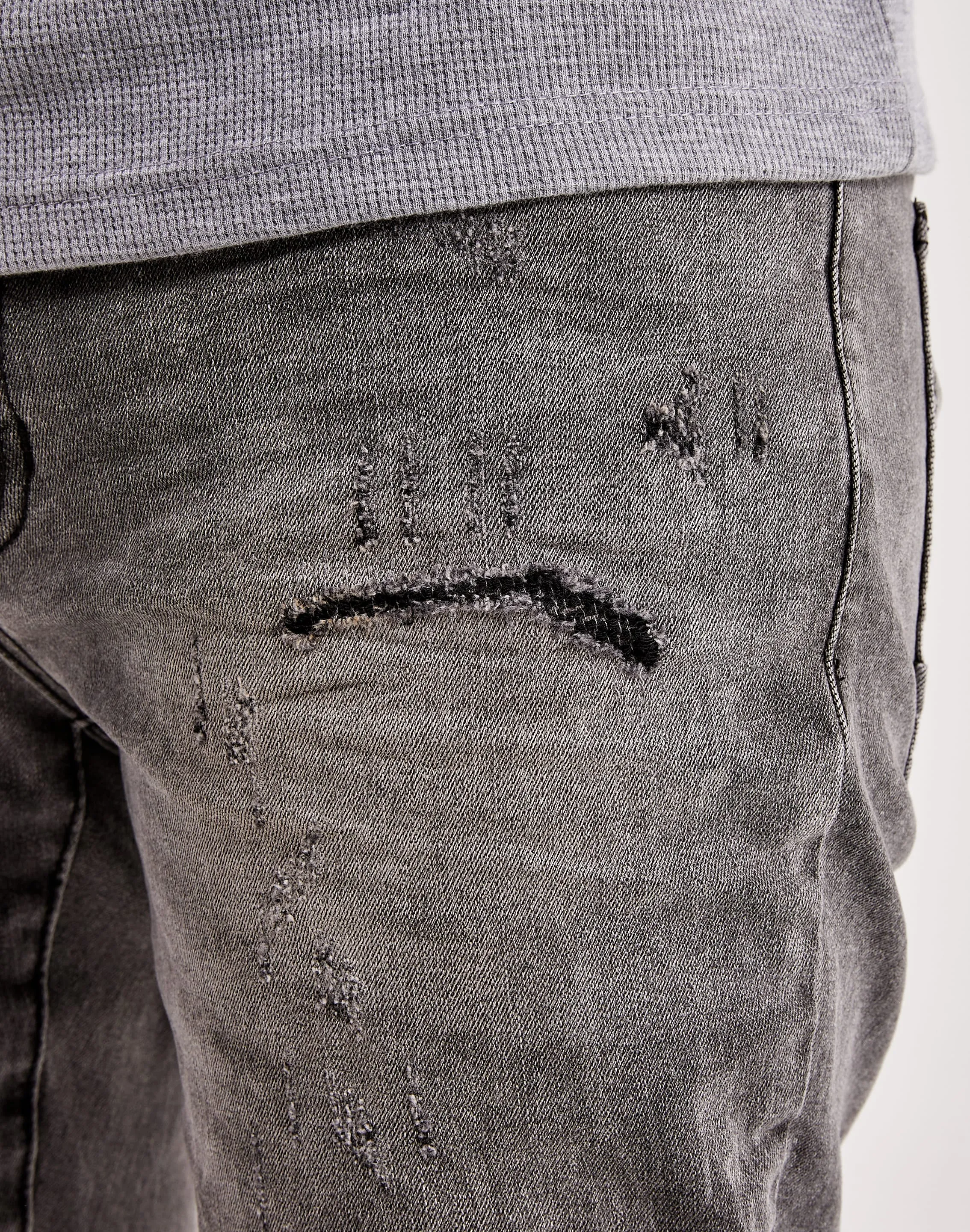 AbrasionResistantFabric Bride Side Smoke Rise Rip & Repair Jeans