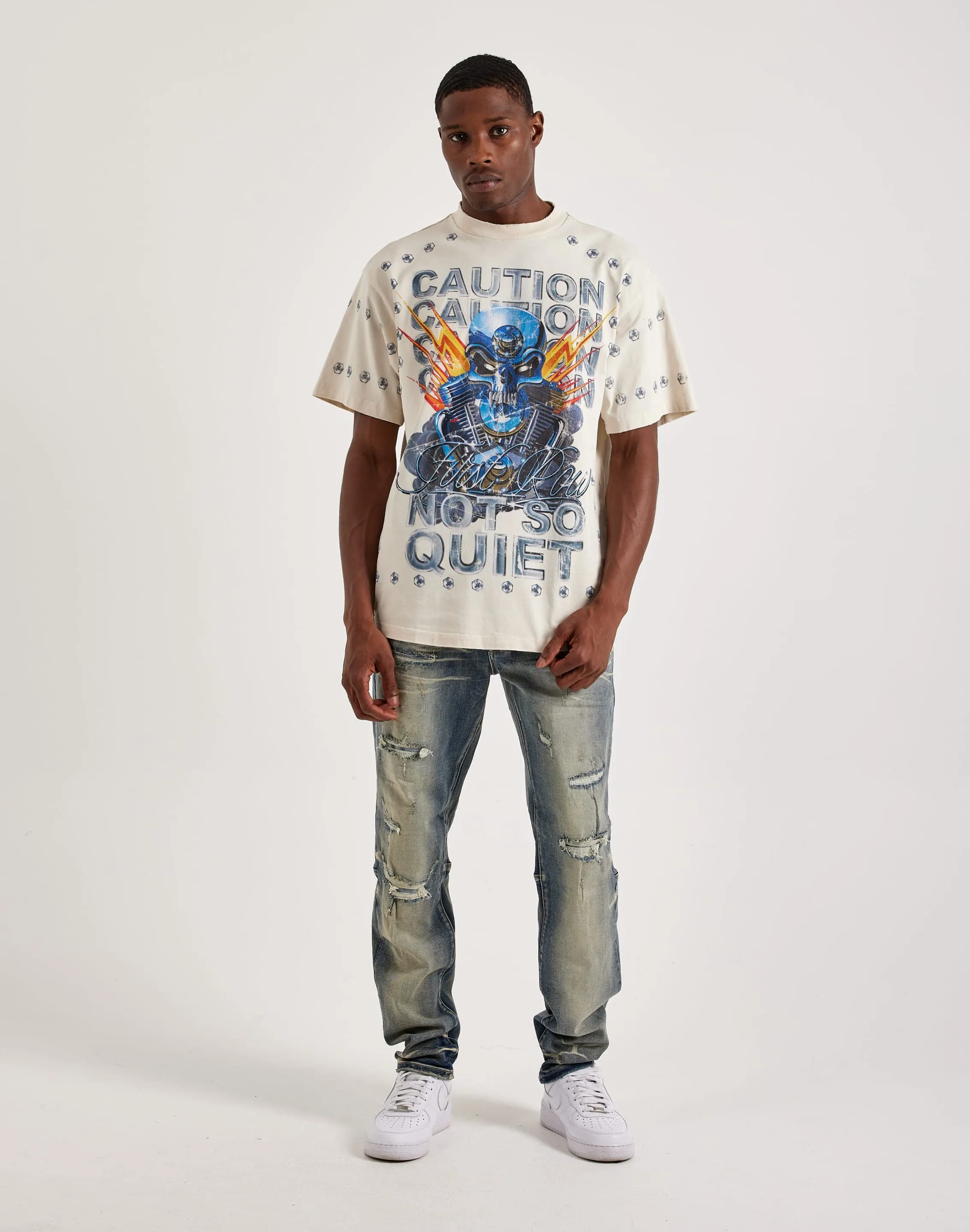 DoubleLayerReinforcement Smoke Rise Distressed Slim Jeans