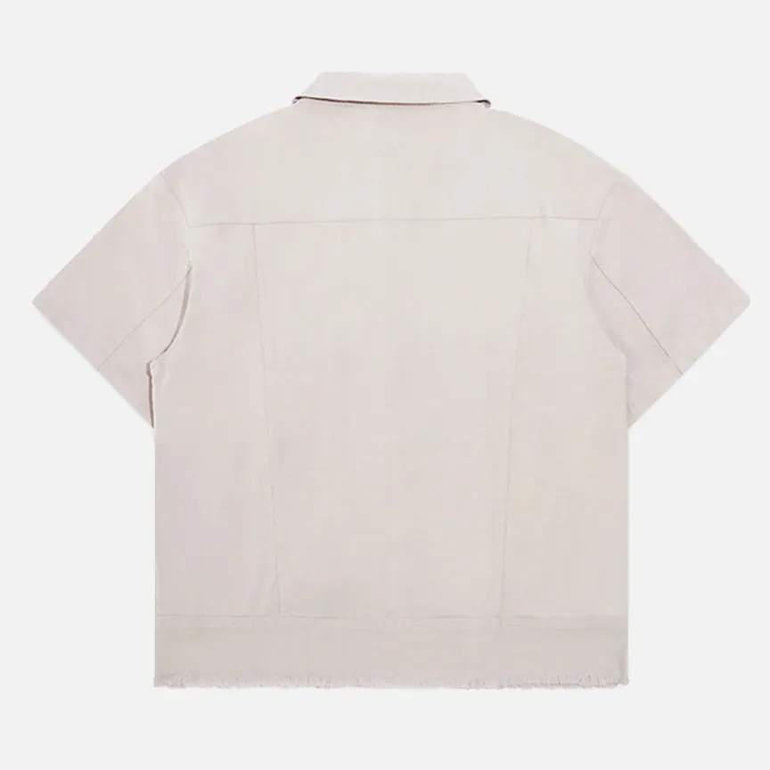 Daily Style Elegant Glow CANVAS SHORT SLEEVE TRUCKER JACKET - NATURAL