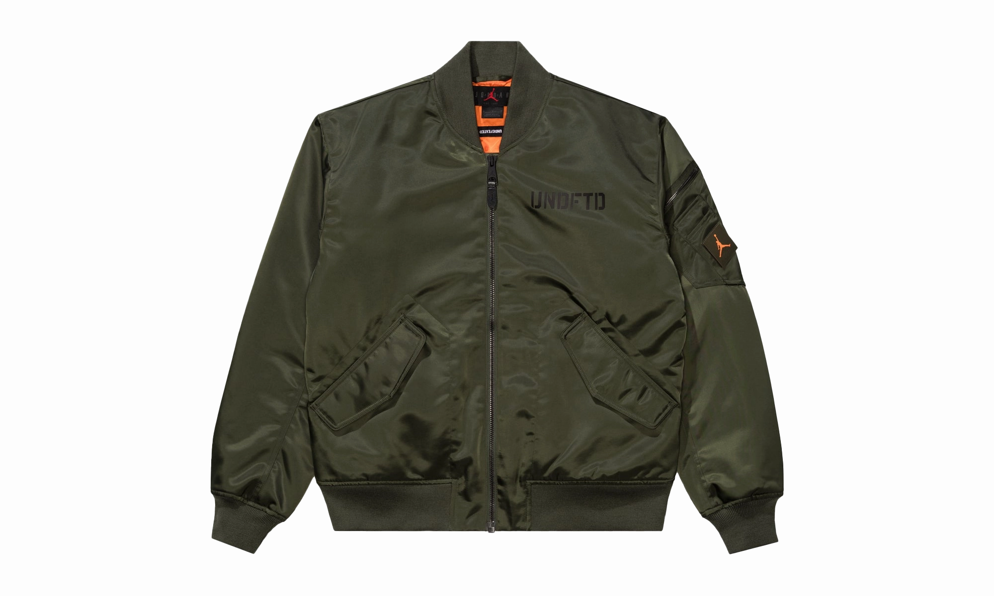UNDEFEATED X JORDAN BOMBER JACKET "CARGOKHAKI/ BRIGHTMANDARIN" Peace Core
