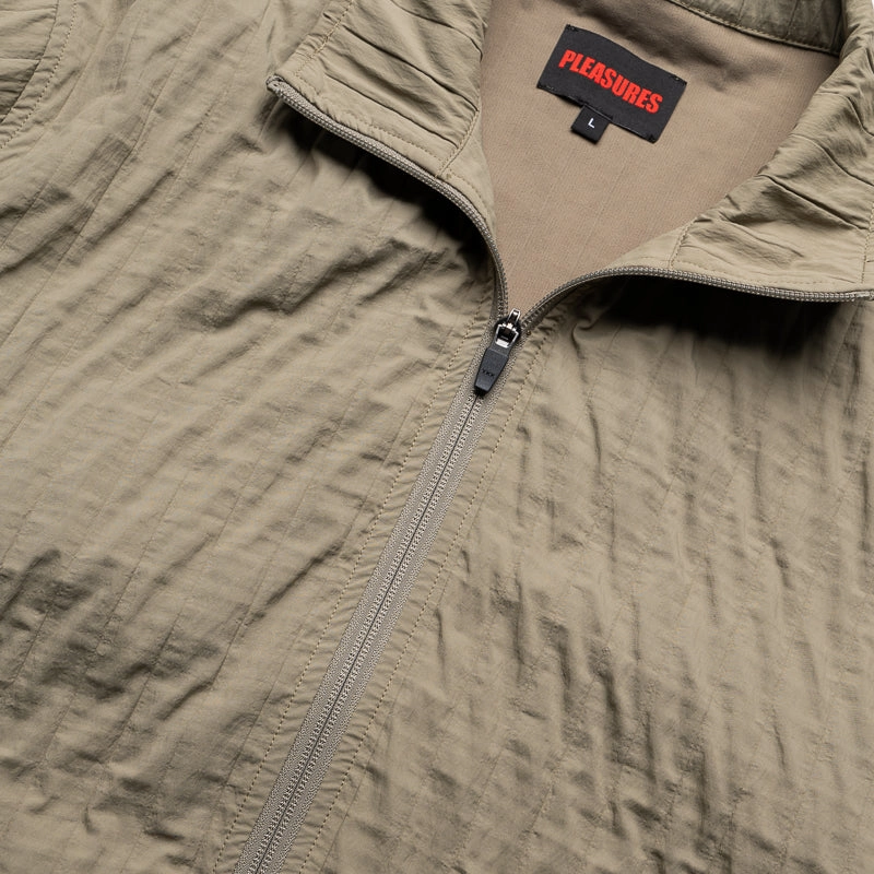 Pleasures Rescue Pleated Track Jacket - Olive Layered Insulation