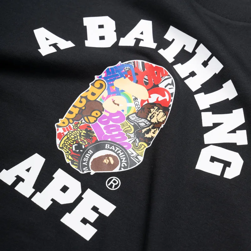 Teens A Bathing Ape Multi Logo College Tee - Black