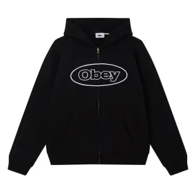 Obey Oval Extra Heavy Zip Hoodie - Black Street Spirit
