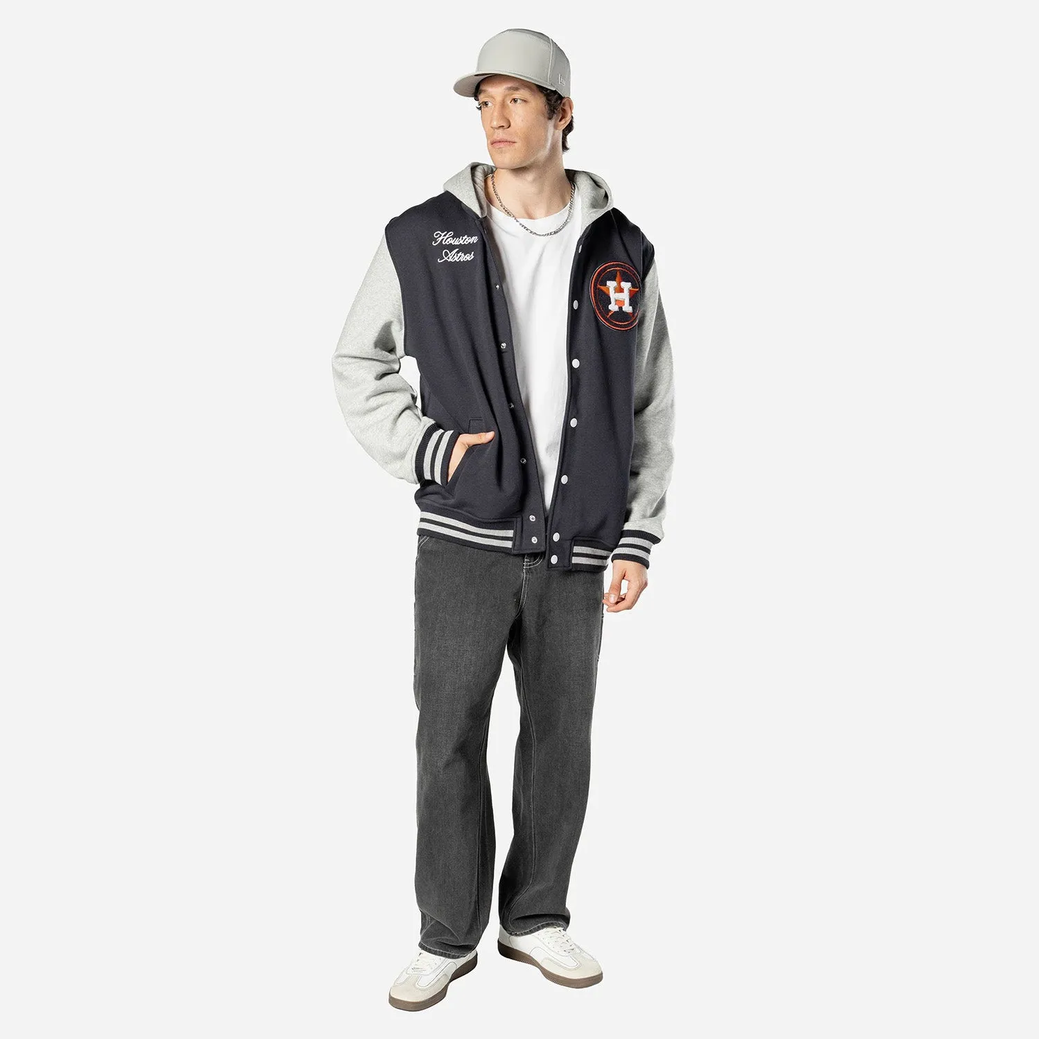 StretchableMaterial Astros Snap Front Fleece Jacket - Mens