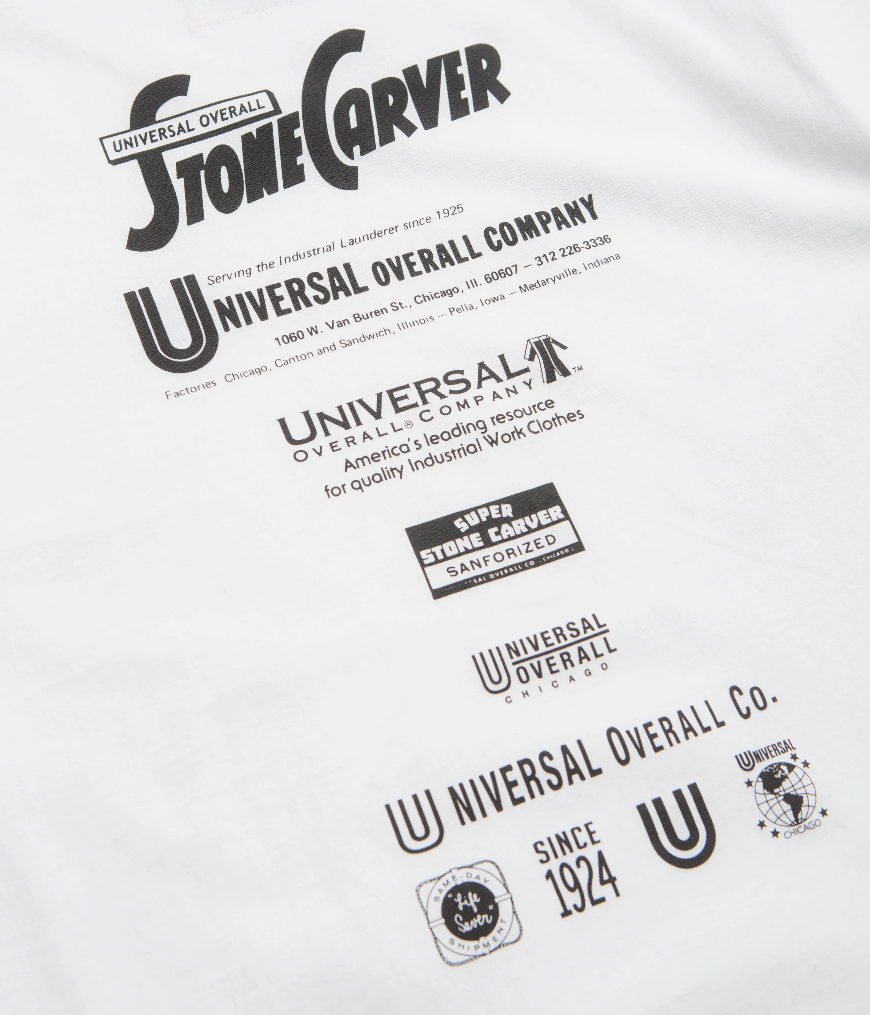 Suspenders Travel Essential Universal Overall Historical Logo T-Shirt - White