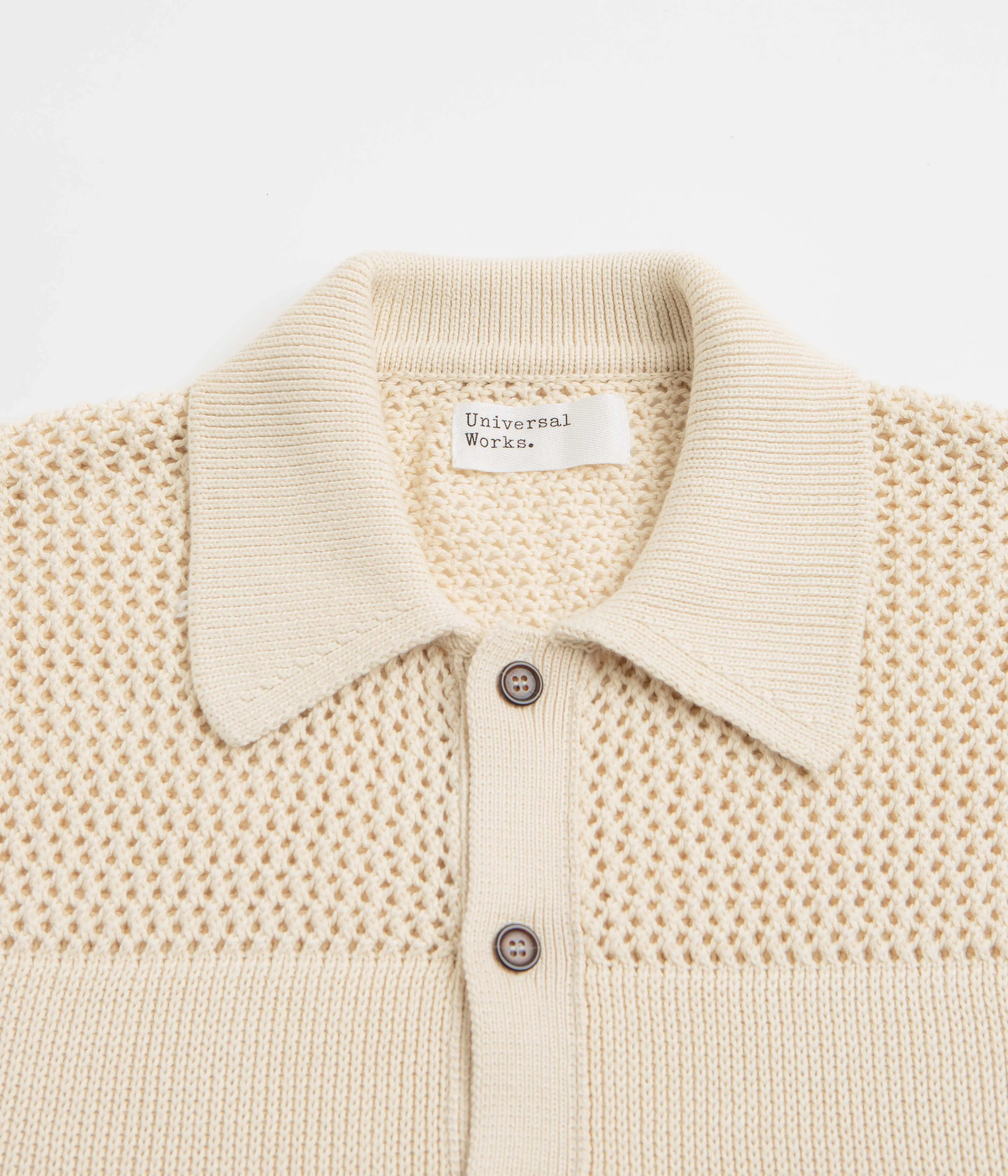 Button-up Universal Works Knit Short Sleeve Shirt - Ecru