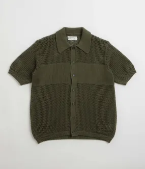 Universal Works Knit Short Sleeve Shirt - Olive Reinforced Hems