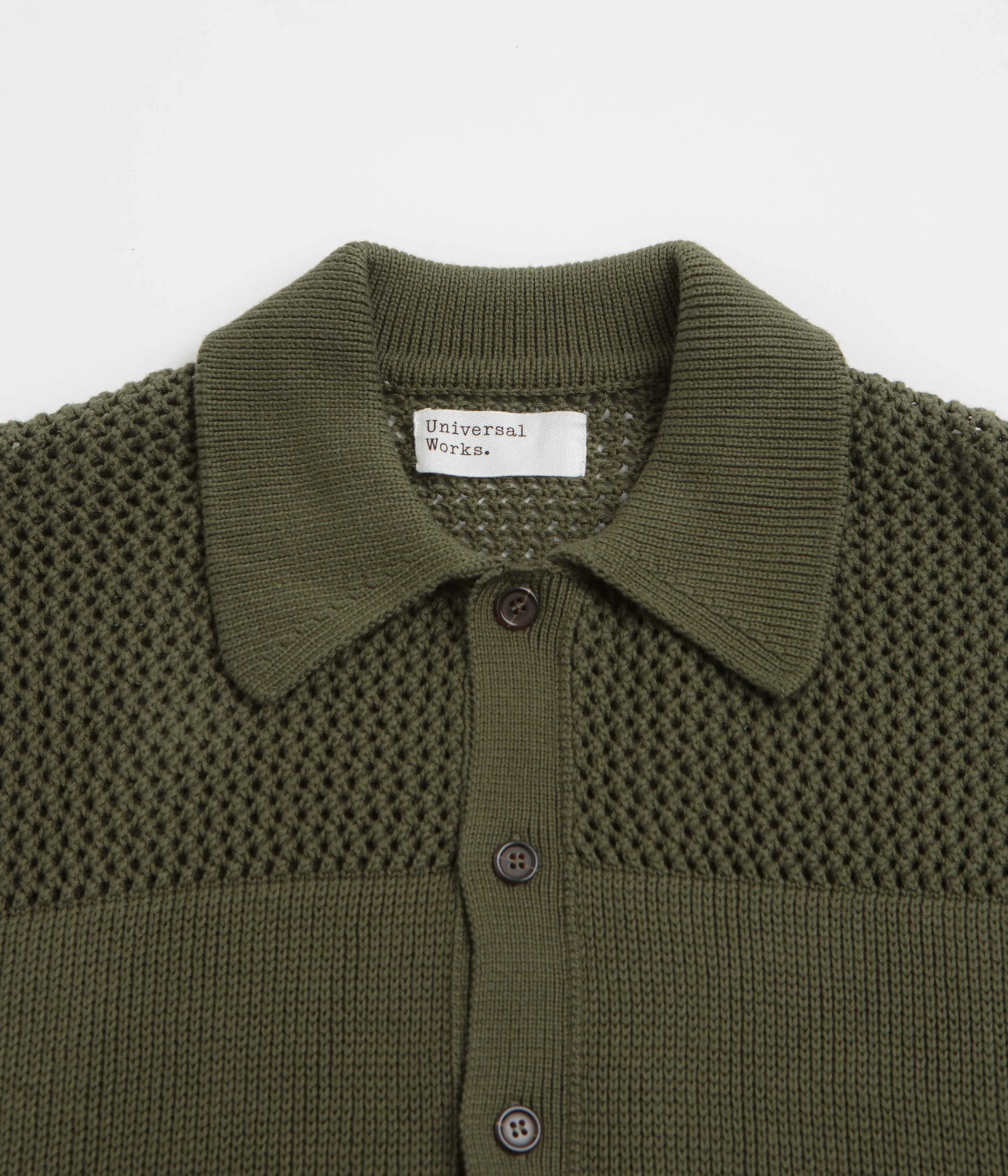 Universal Works Knit Short Sleeve Shirt - Olive Lightweight Comfort Trendy designs