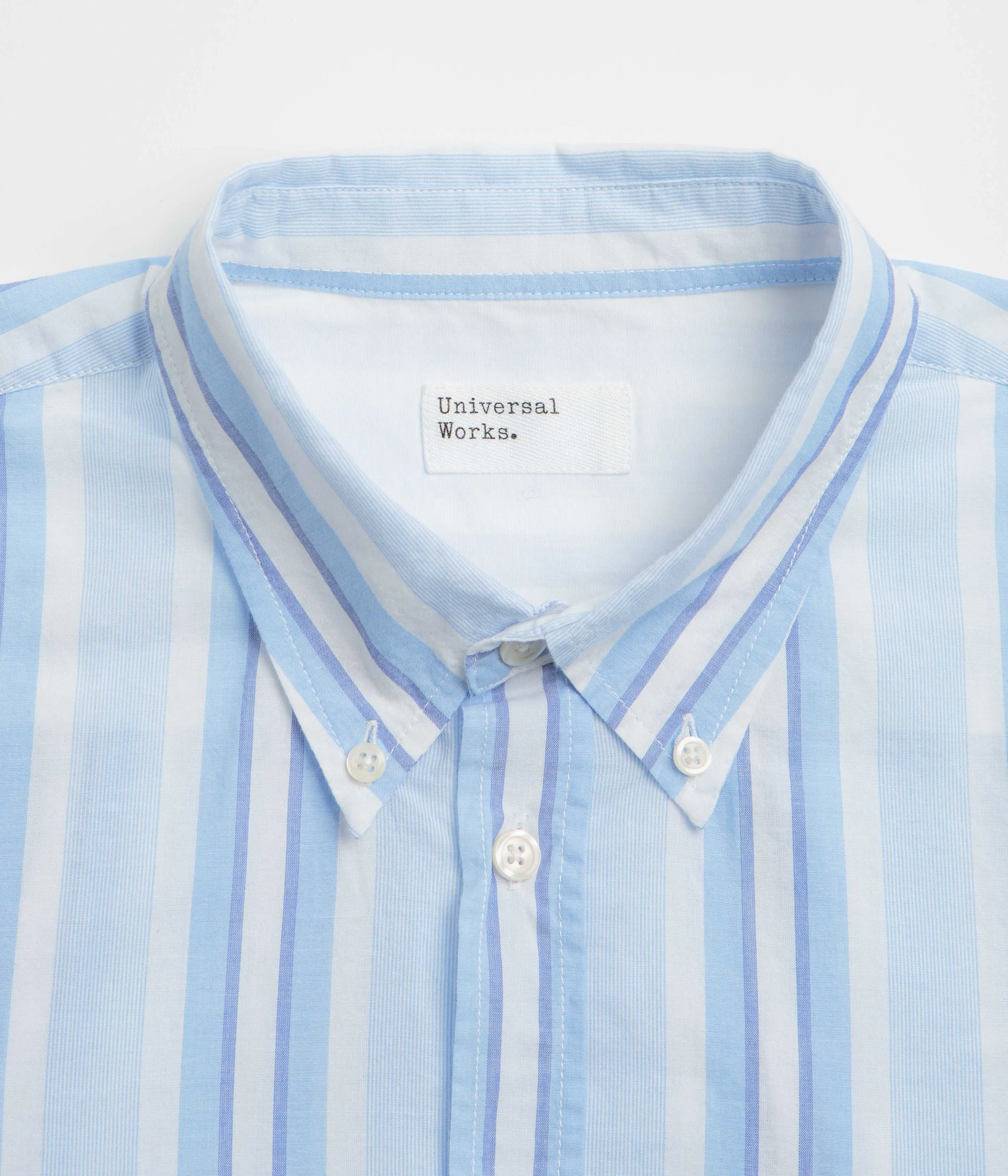 Pastel Shade Dressy look Universal Works Lazy Day Shirt - White / Blue
