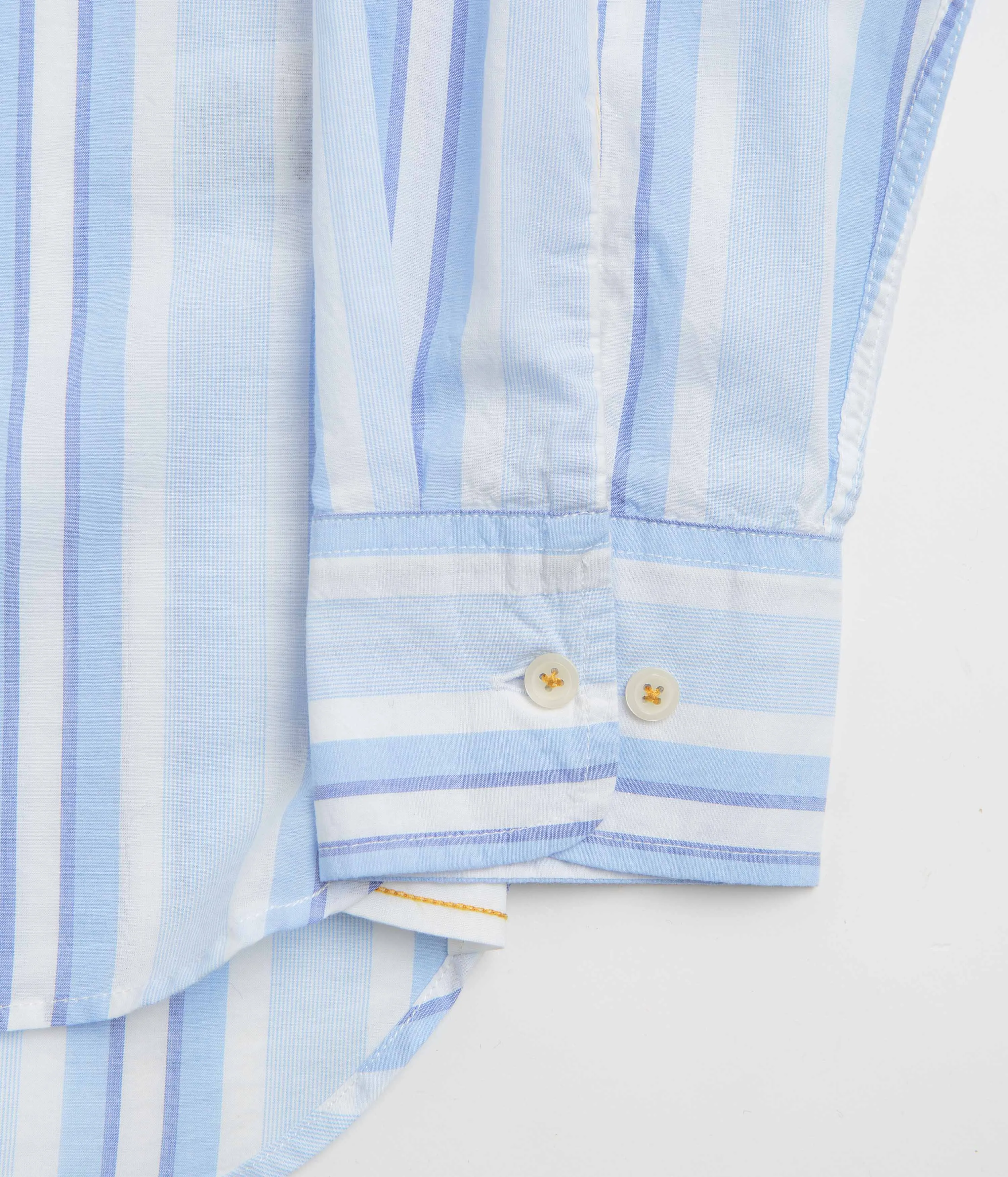 Universal Works Lazy Day Shirt - White / Blue Day-To-Night Wear