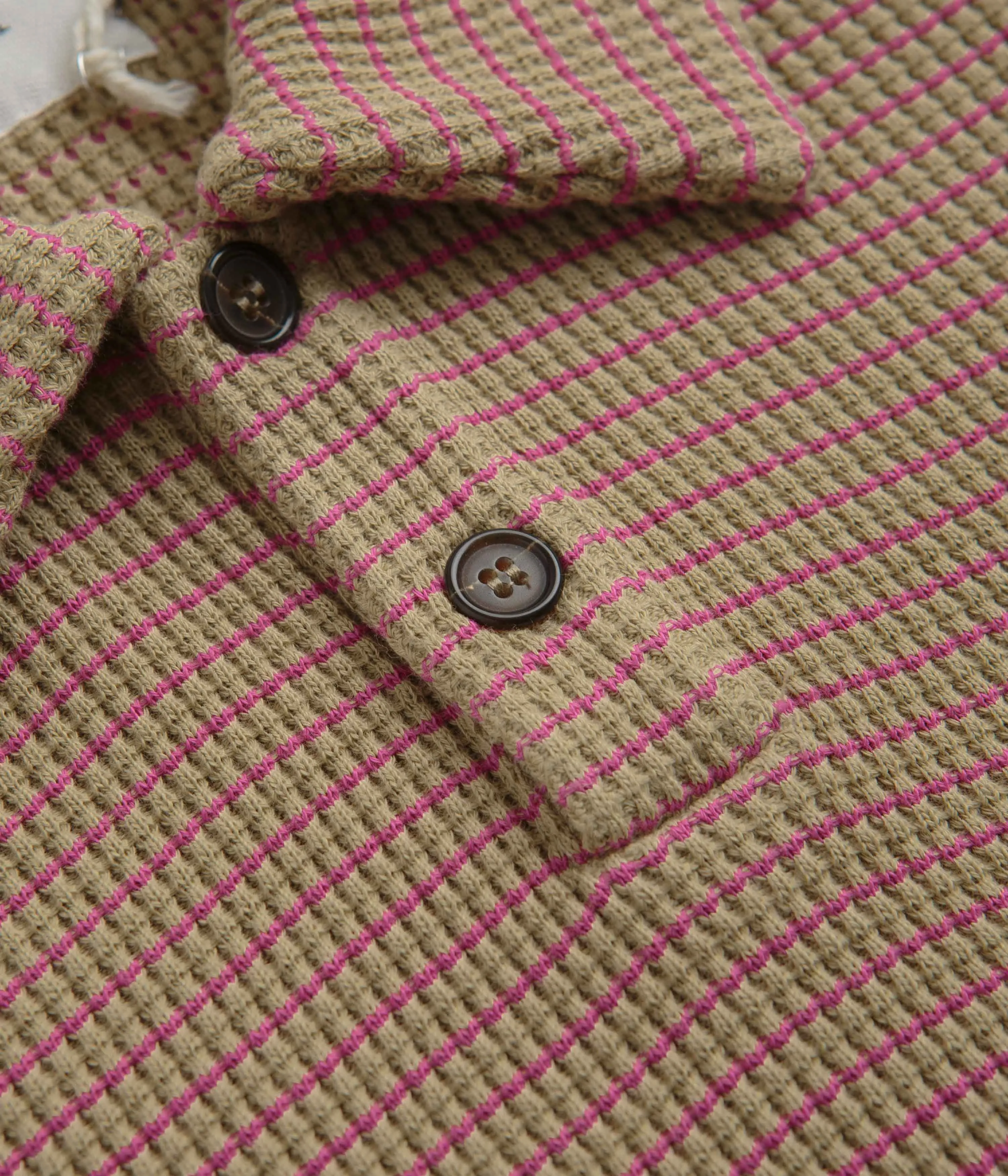 Universal Works Newlyn Short Sleeve Polo Shirt - Summer Oak Cruise Collection Snug fit