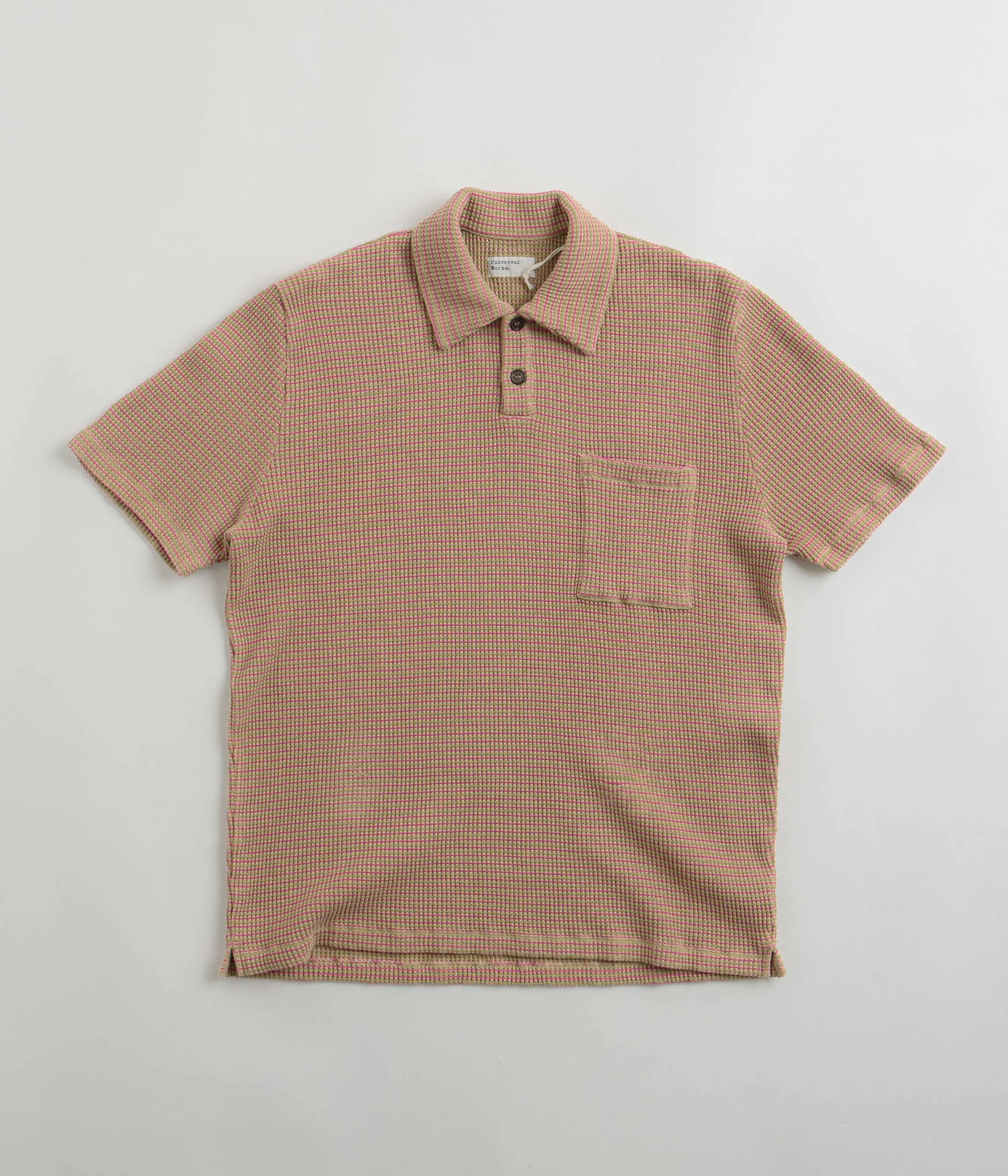 Eco Dye Technique Universal Works Newlyn Short Sleeve Polo Shirt - Summer Oak