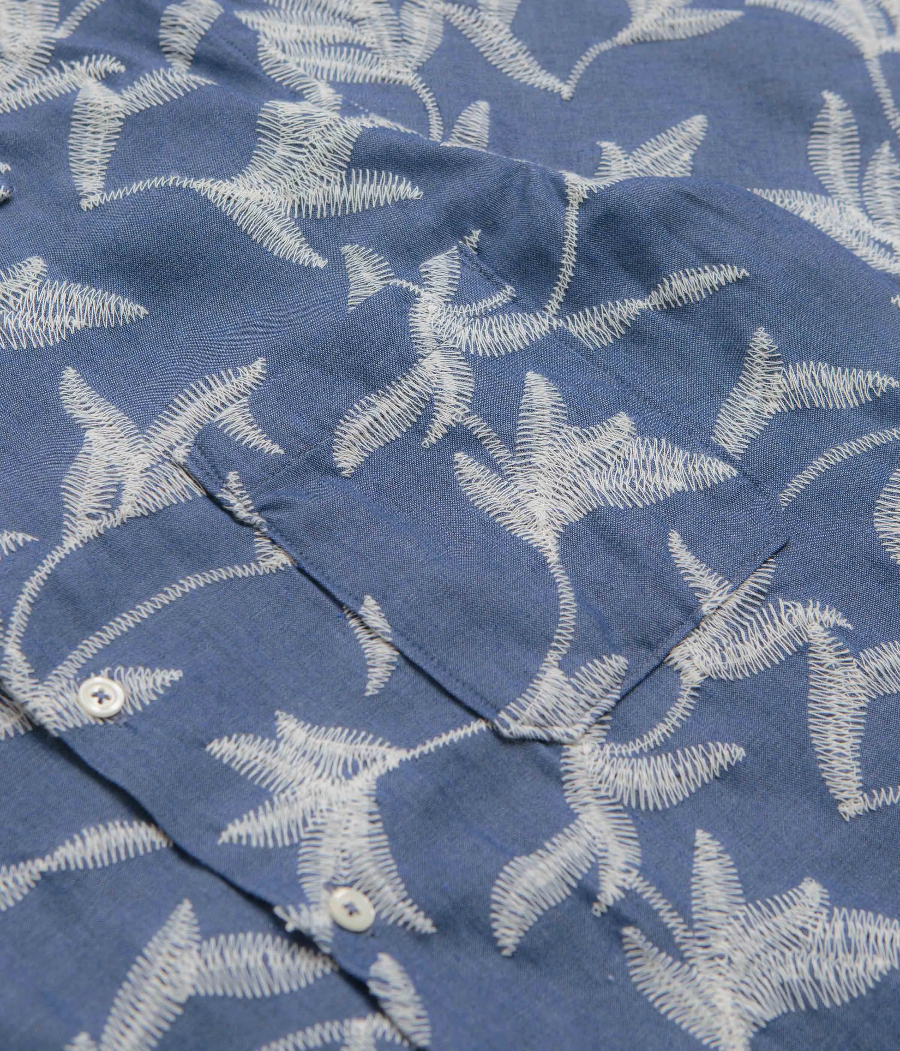Universal Works Road Shirt - Indigo / Summer Jungle Versatile Styling Petite Cut