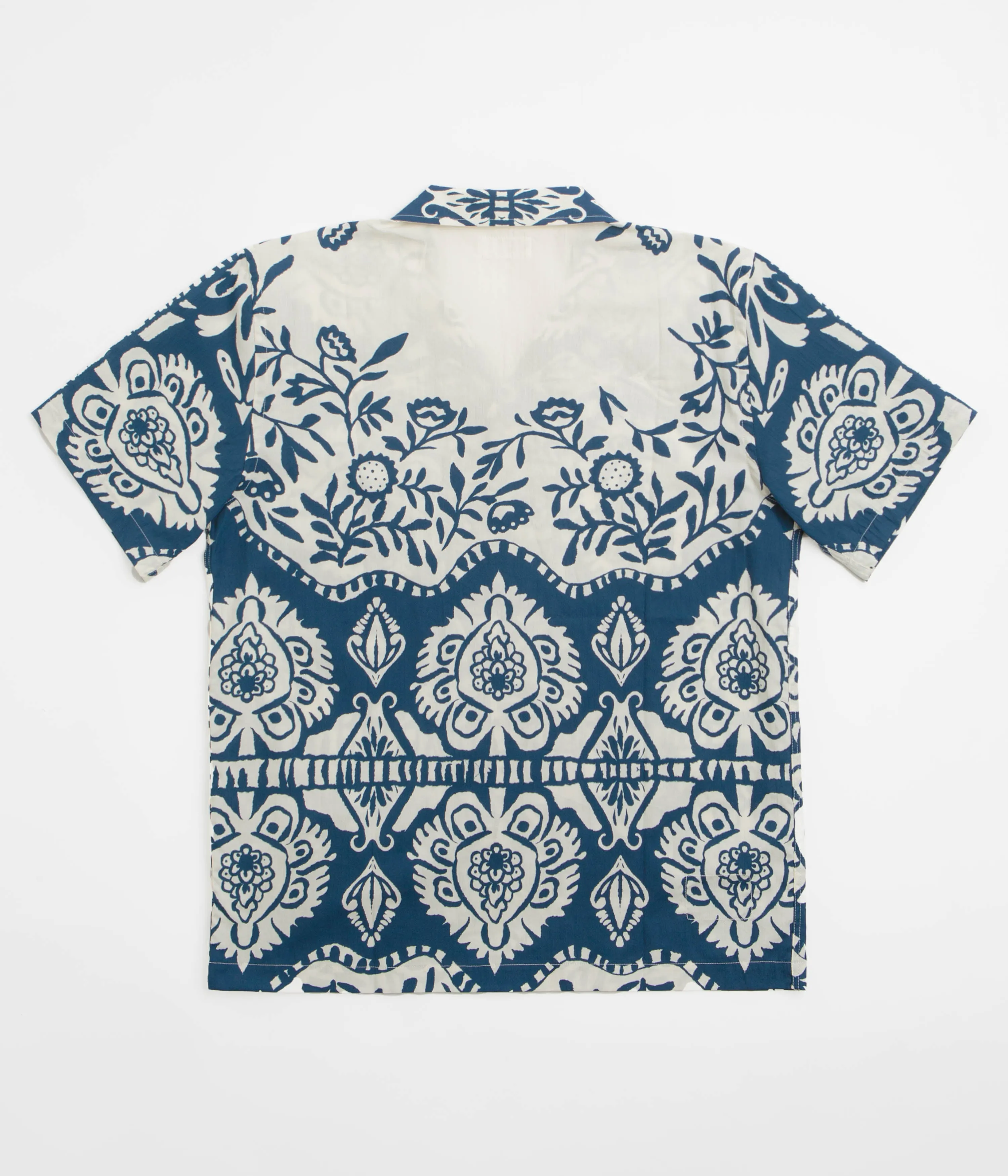 Smooth Stitch Pattern Rugged Style Universal Works Road Shirt - Navy / Island Print