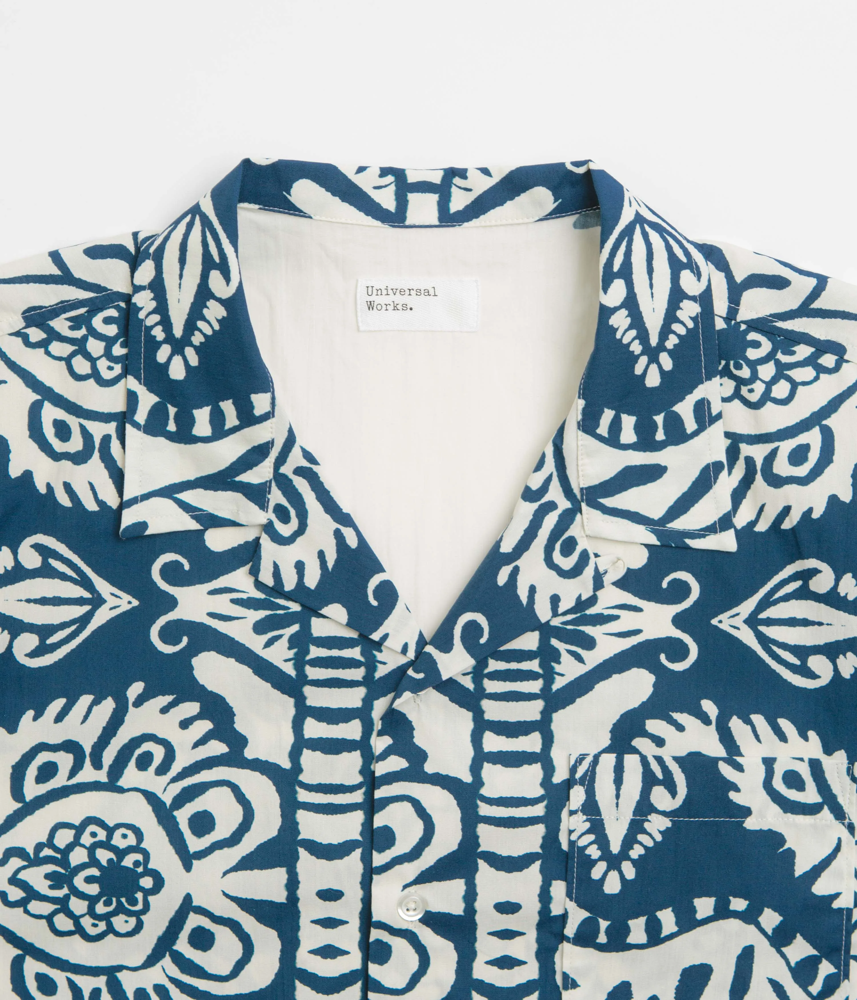 Pre Shrunk Cotton Blend Universal Works Road Shirt - Navy / Island Print