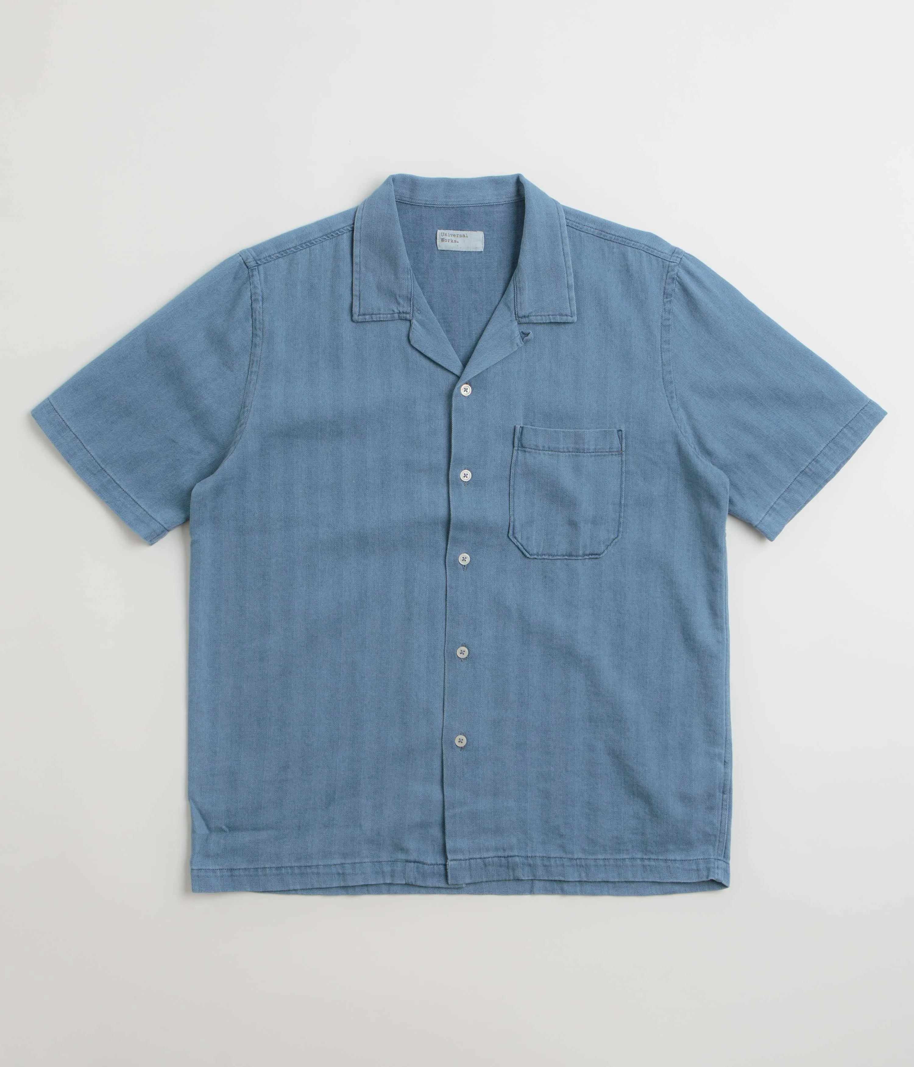 Universal Works Road Shirt - Washed Indigo / Herringbone Advanced Moisture Management