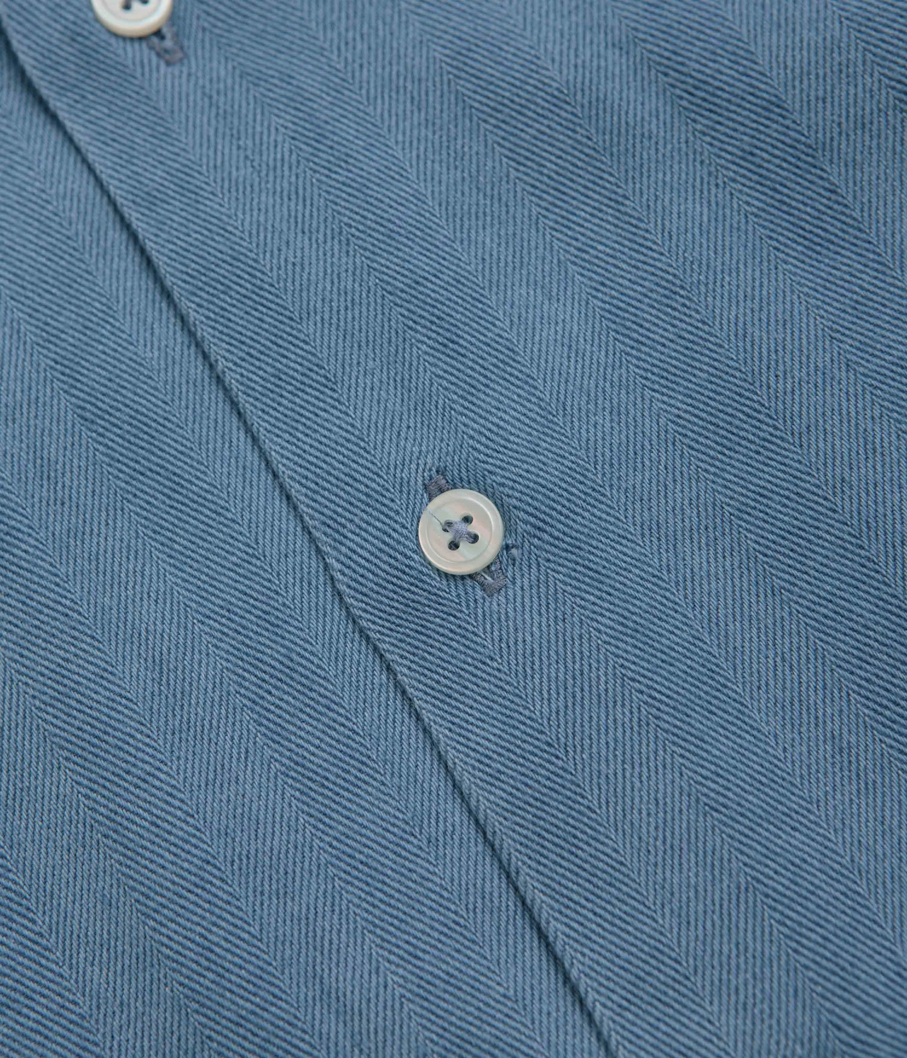 Universal Works Road Shirt - Washed Indigo / Herringbone Striped Pattern Classic Look