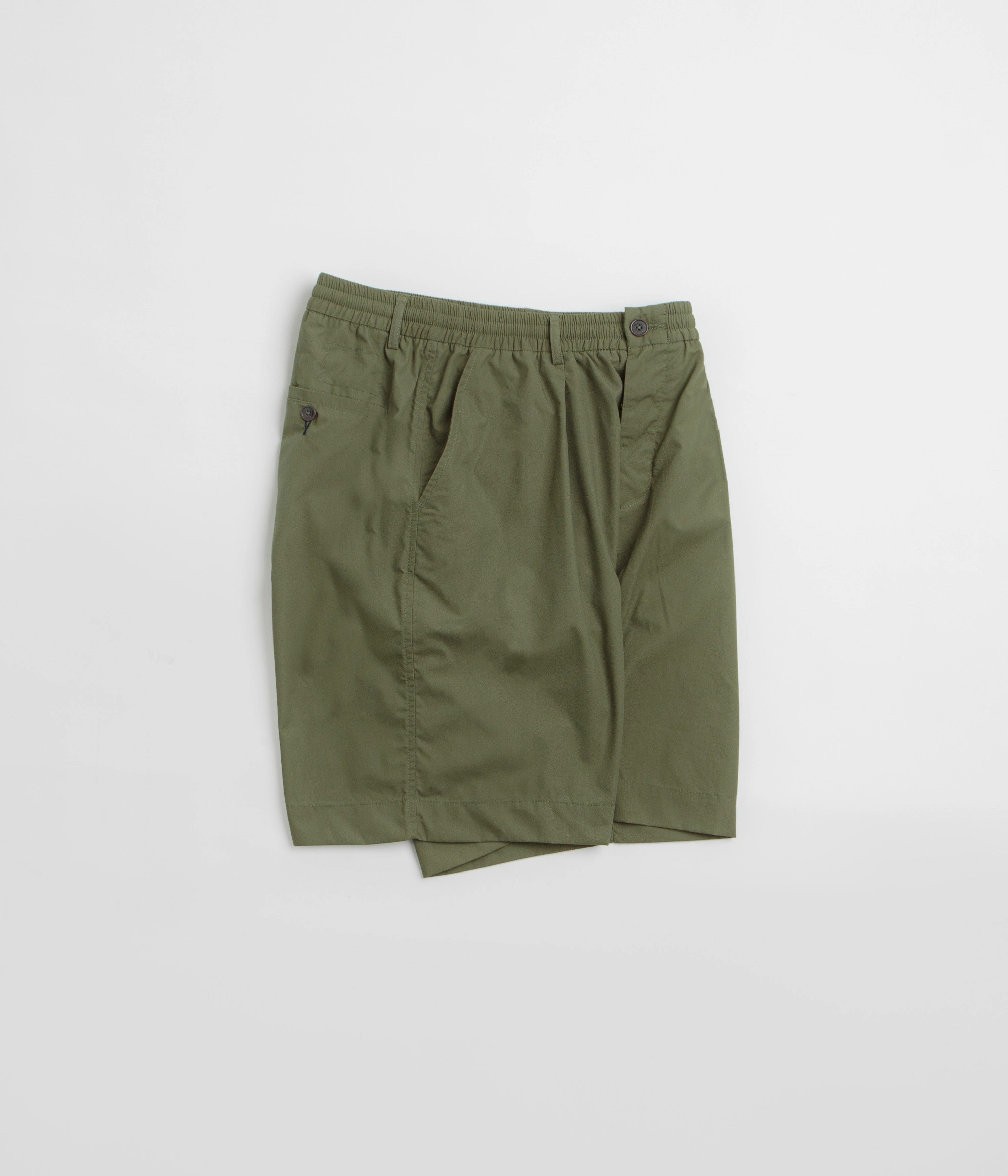 Compact Packable Design Rough texture Universal Works Pleated Track Shorts - Olive