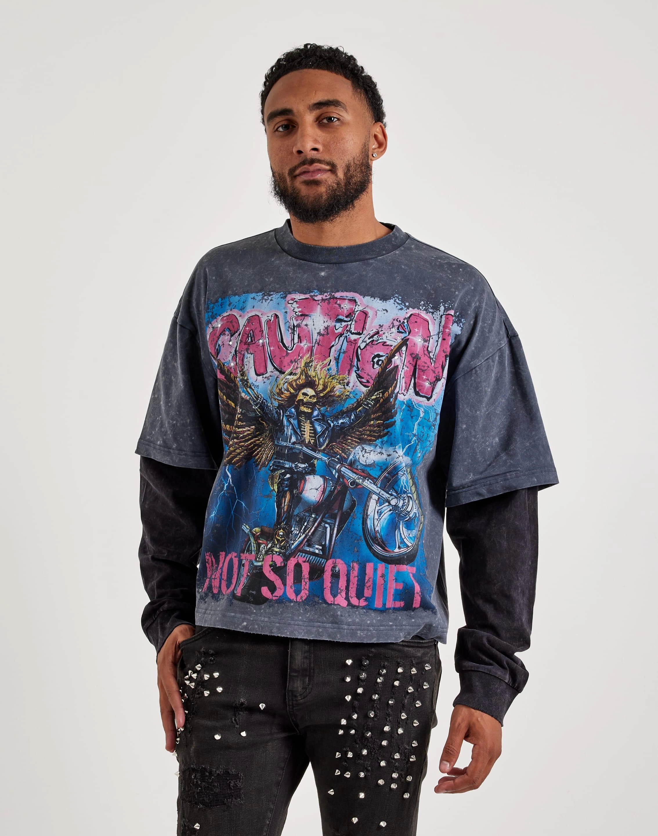 First Row Caution Long-Sleeve Tee Cyber Glow Adjustable Waistband