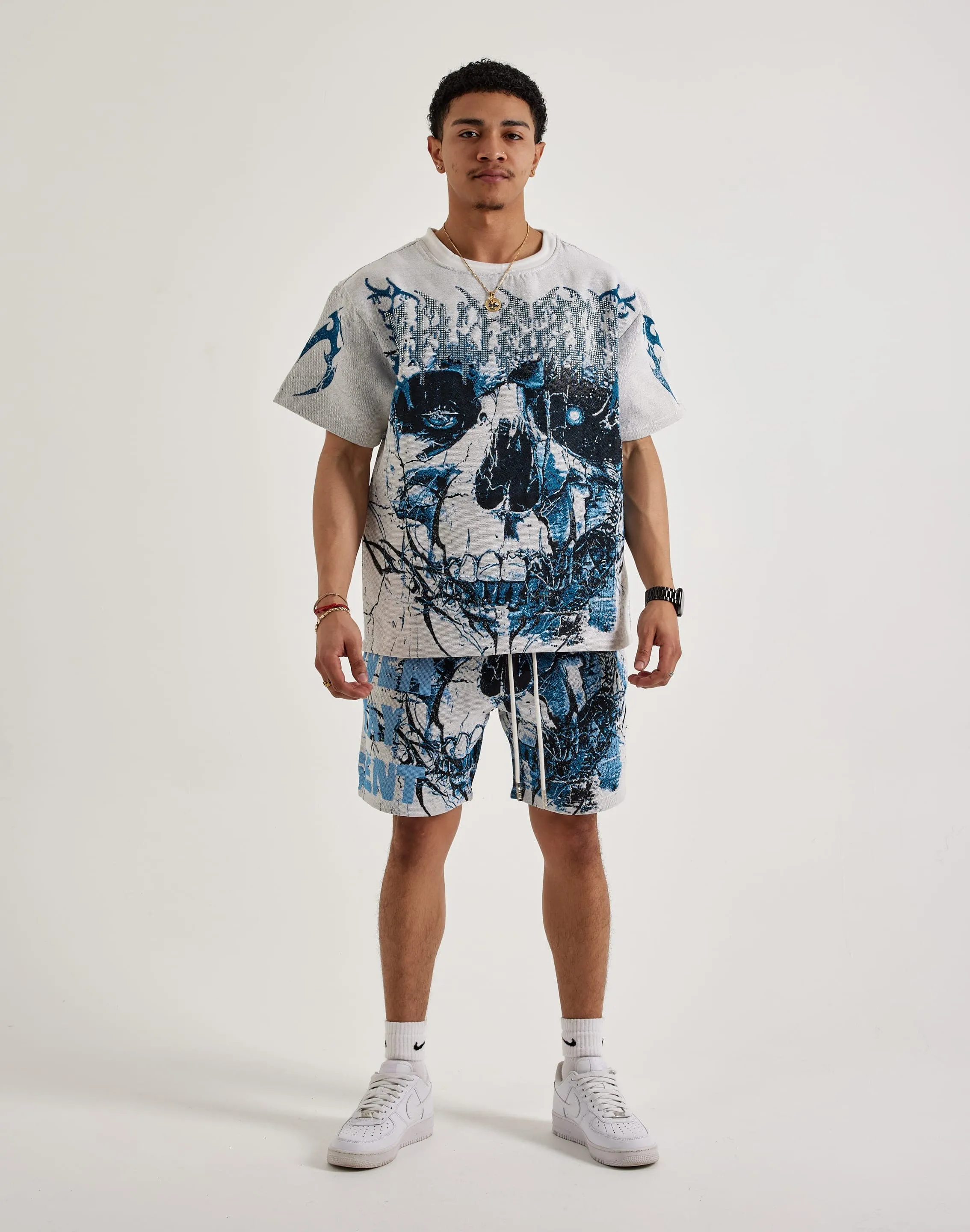 Majestik Skull Face Tapestry Shorts American Ease
