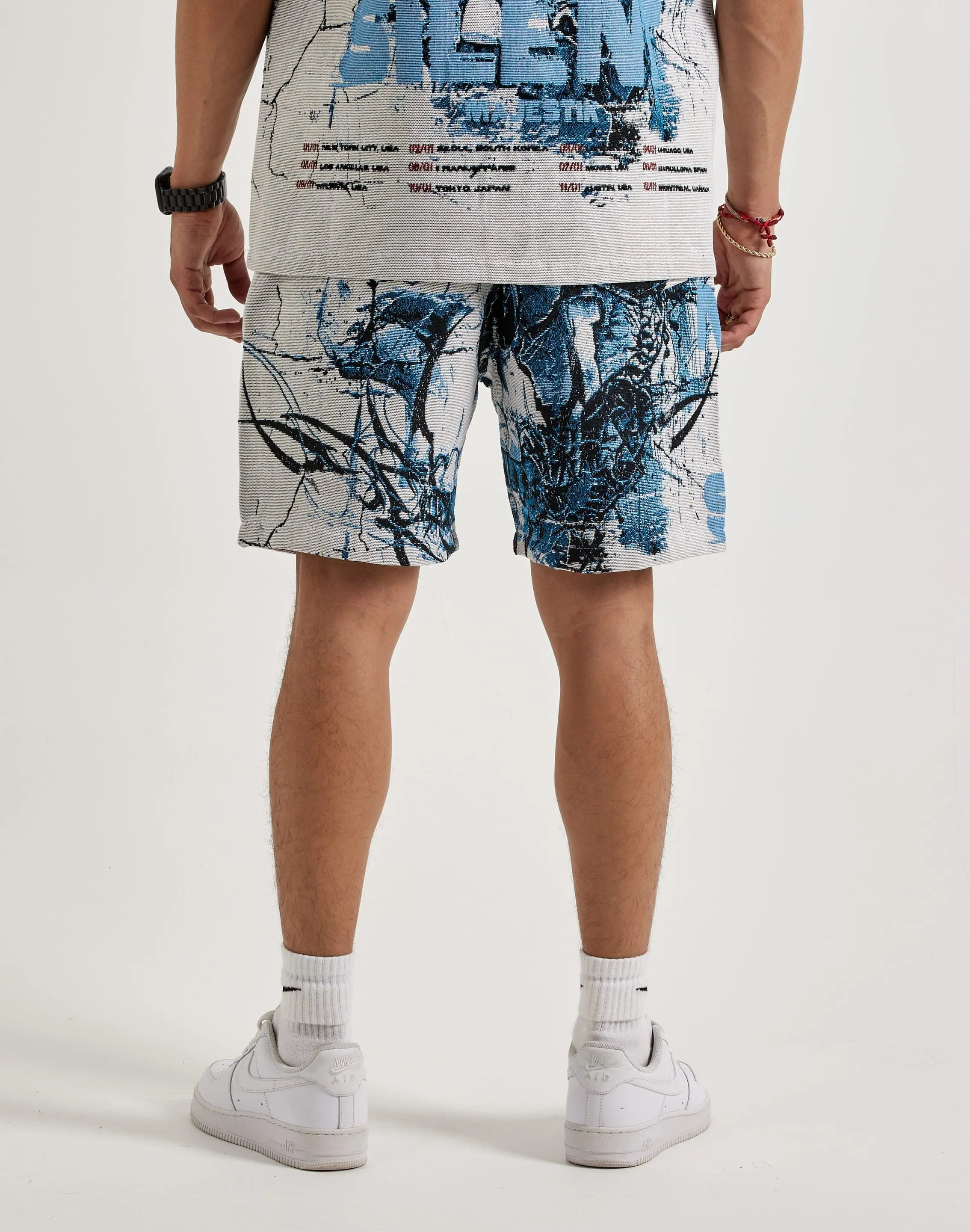 WrinkleFree Material Majestik Skull Face Tapestry Shorts