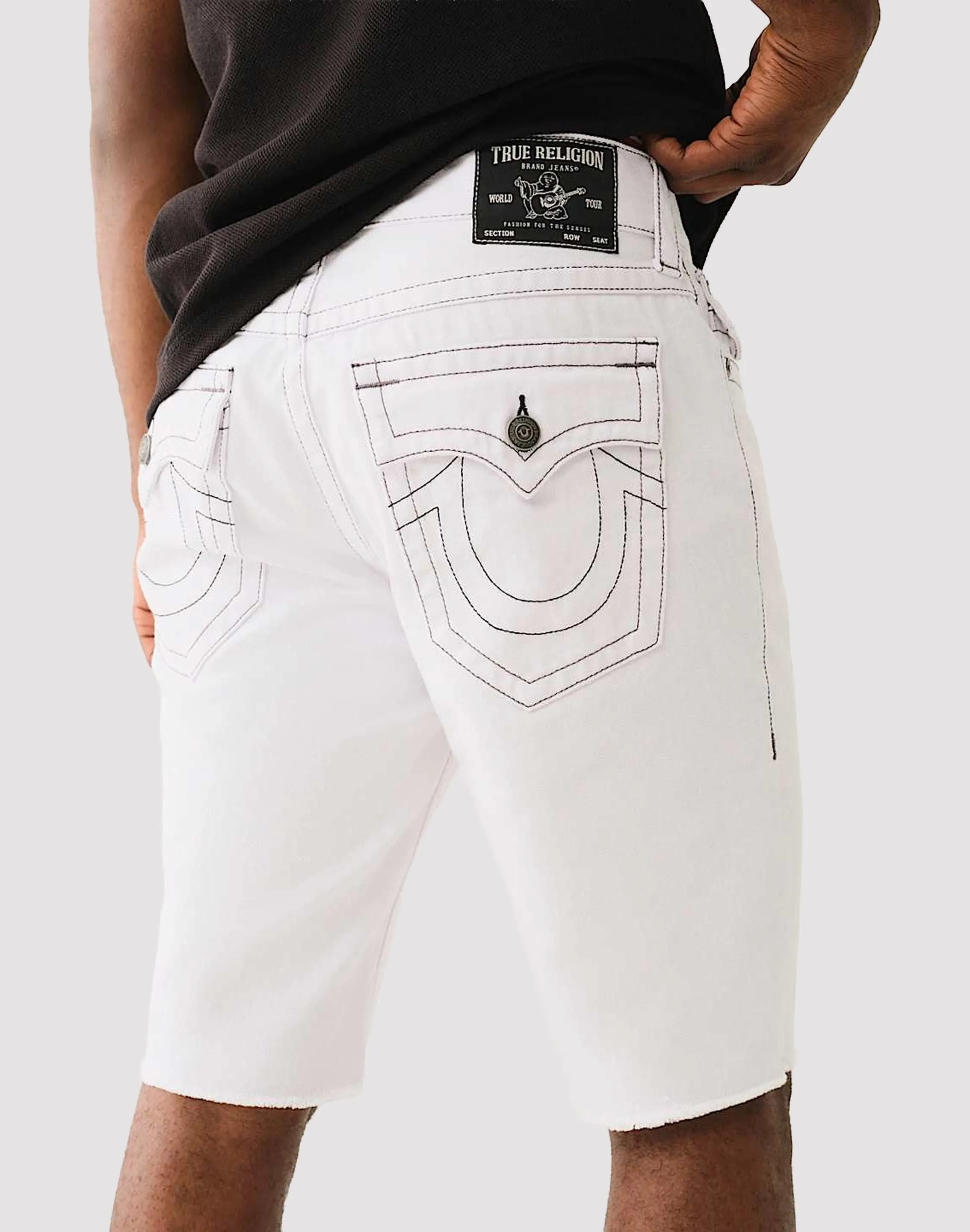 True Religion Ricky Frayed Flap Shorts LowProfile Fasteners AntiPillingFabric