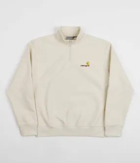Carhartt Half Zip American Script Sweatshirt - Natural Thermal Lining