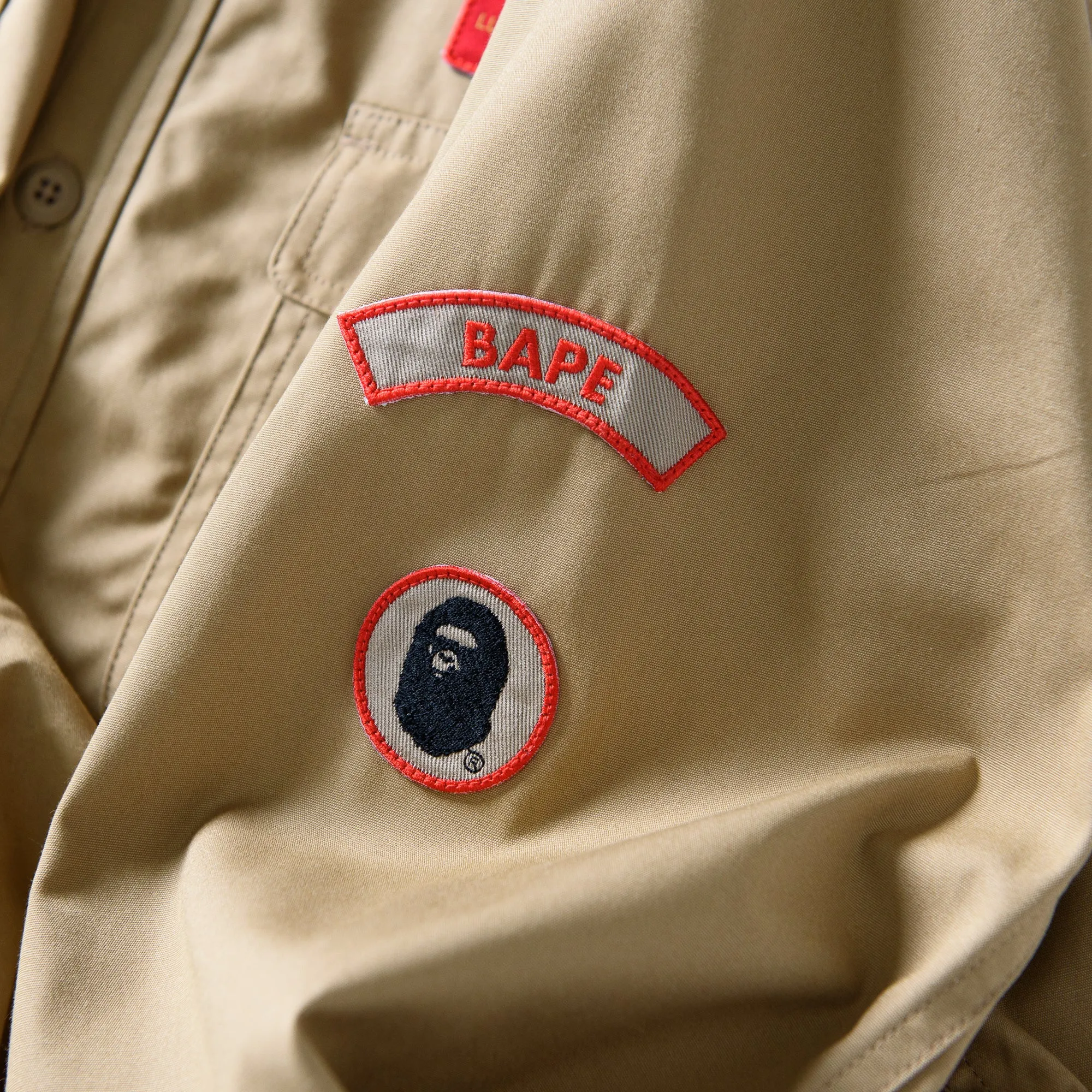 Trendsetting A Bathing Ape Bape Boyscout Relaxed Fit Shirt - Beige