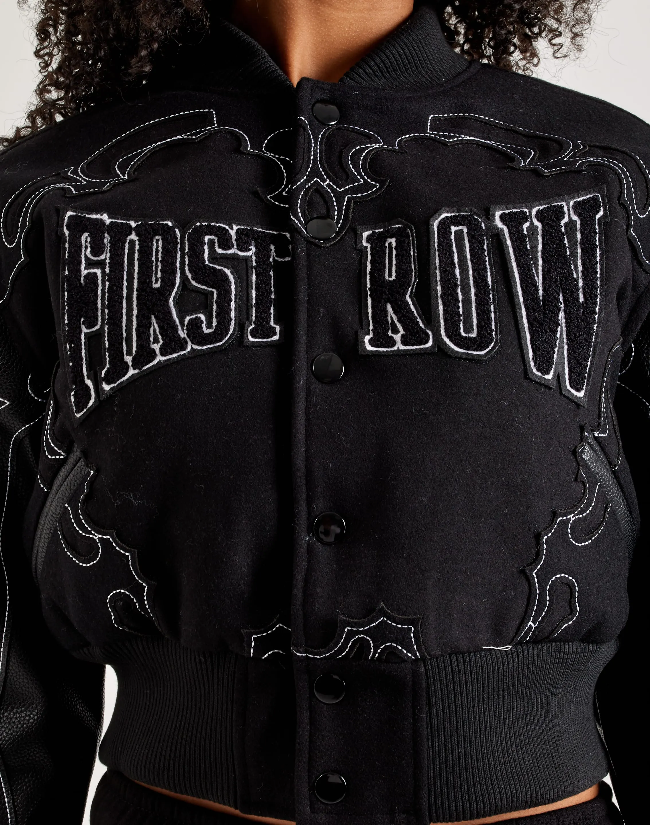 First Row Western Varsity Jacket Tagless Labeling Neat Edge