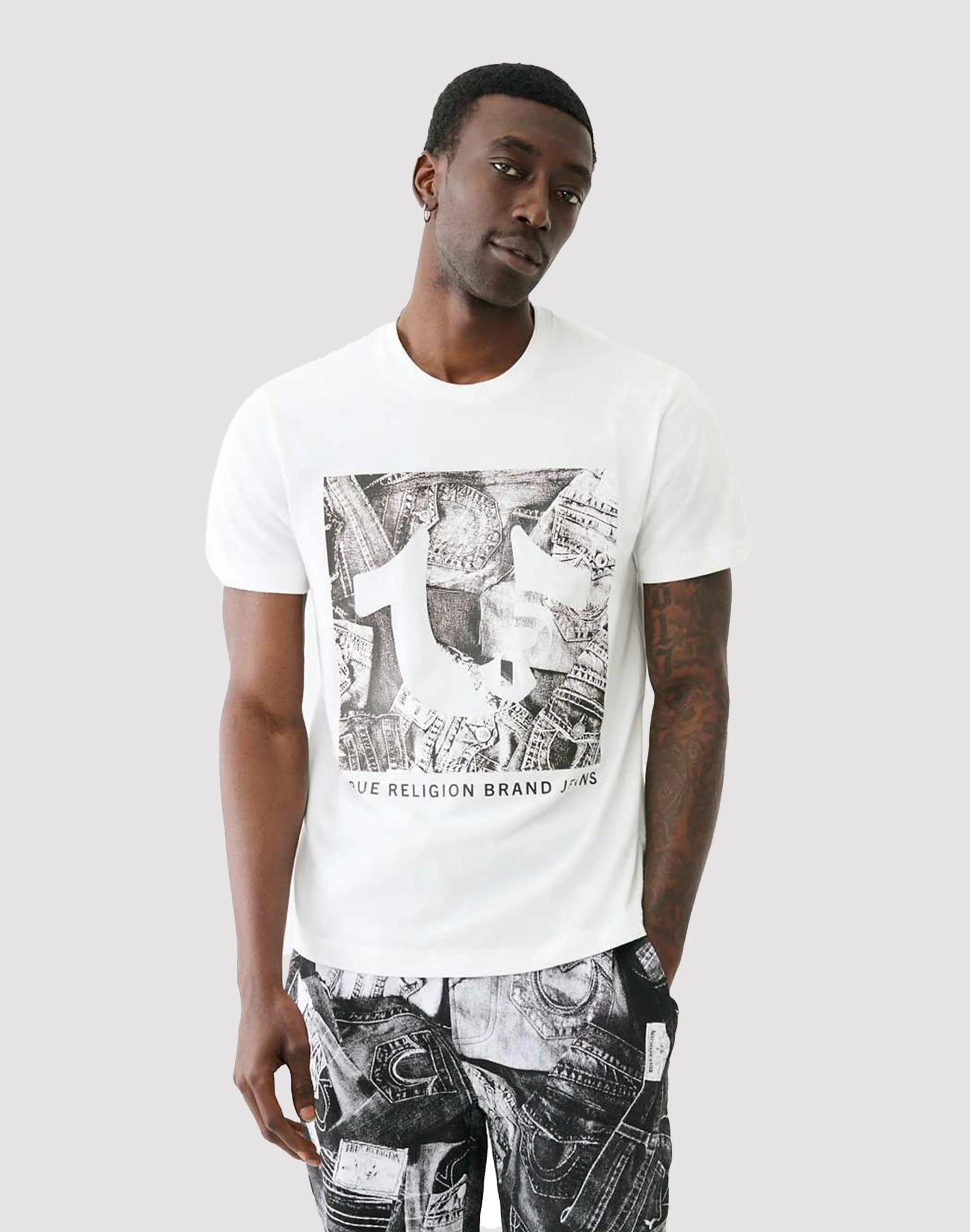 True Religion All Over Print Classics Tee Group Mood Low Care
