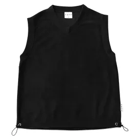 Skateboard Cafe Fleece Vest - Black Cuffed Sleeves Tweed