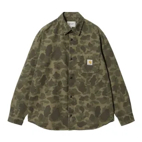 Ruffle Edge Holiday Travel Carhartt WIP L/S Duck Shirt  - Camo Duck Green / Office Green