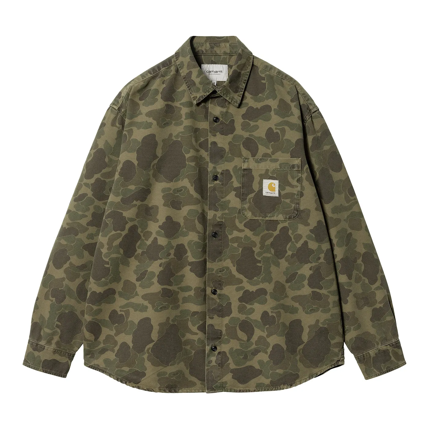Ruffle Edge Holiday Travel Carhartt WIP L/S Duck Shirt  - Camo Duck Green / Office Green