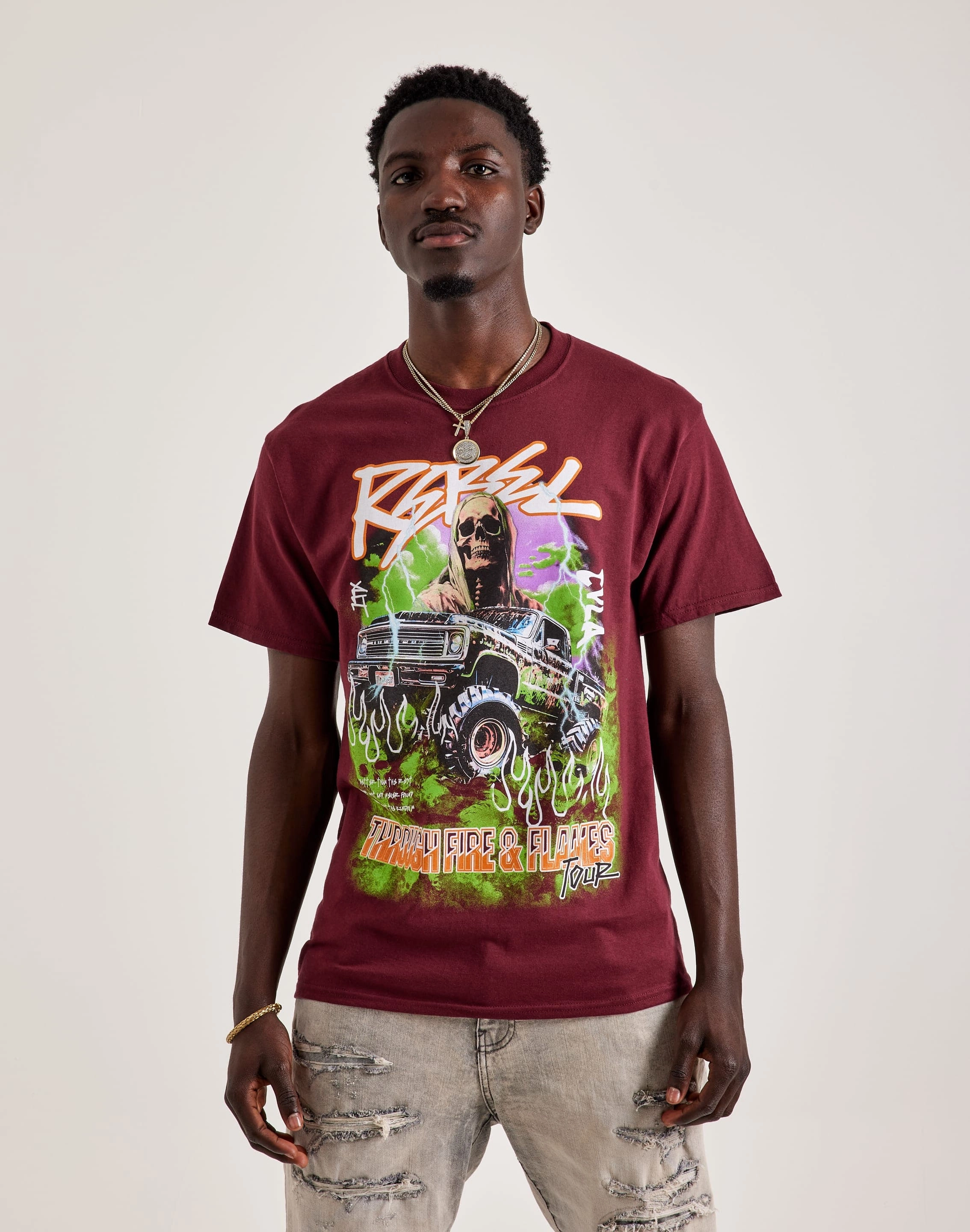 Loose Fit Compression Fit CVLA Fire & Flames Tour Tee