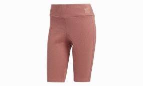 High Waist 3-Stripe Ribbed Biker Shorts "Ash Pink" StainlessZippers EcoFriendlyMaterial