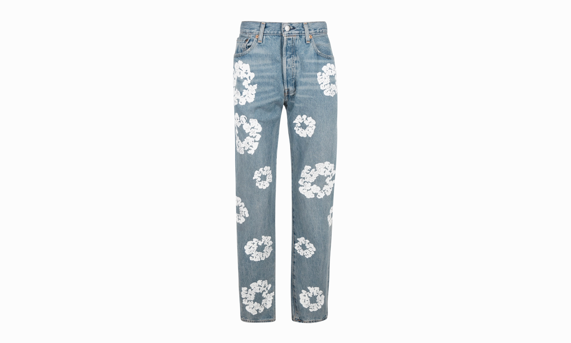 Couple Look Work Ready Neutral Cut The Cotton Wreath Denim Jeans "Light Wash"