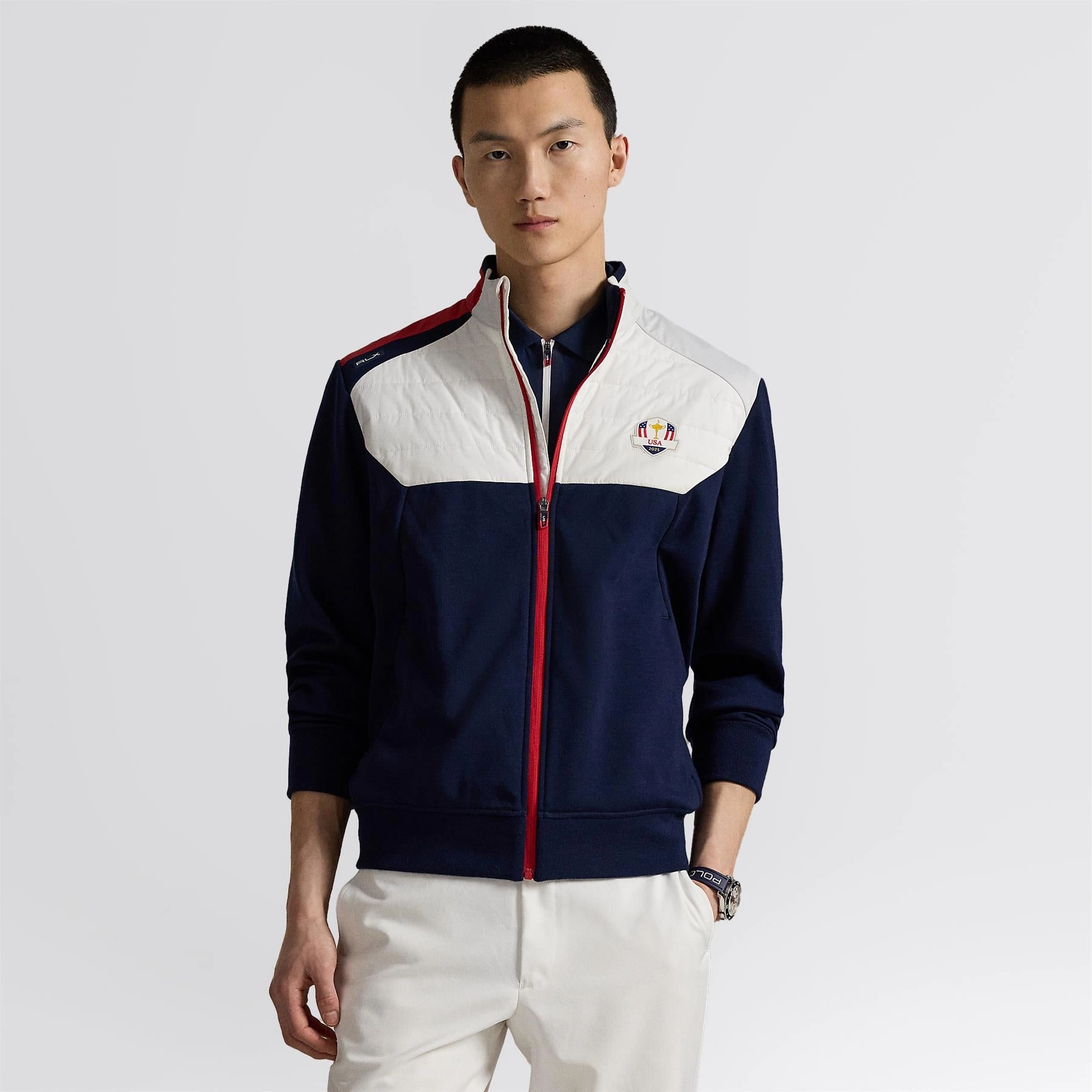 US Ryder Cup Hybrid Pullover Ceramic White/Refined Navy Outdoor Ready Comfortable fit
