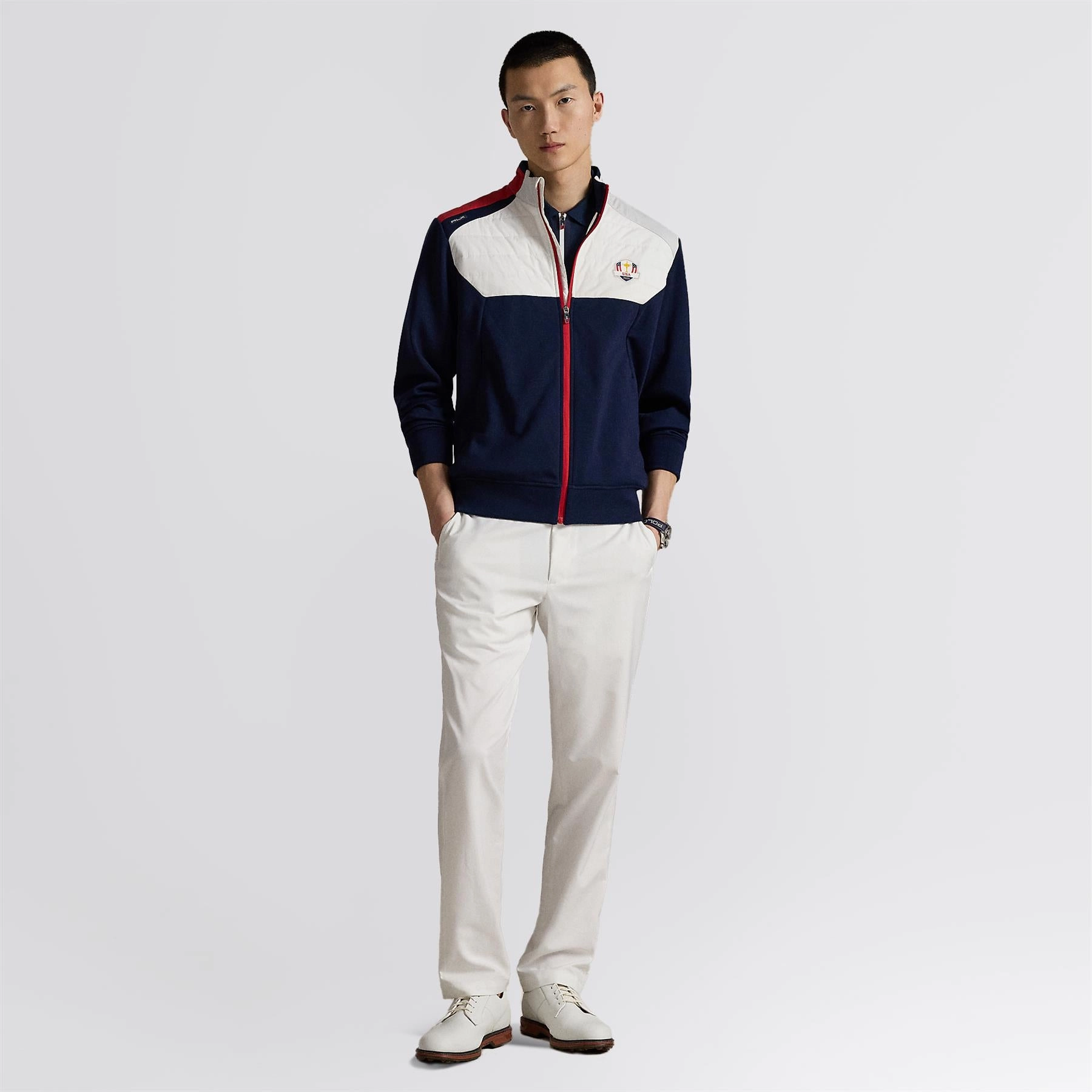 US Ryder Cup Hybrid Pullover Ceramic White/Refined Navy Applaud Bonded Shoulder Guards
