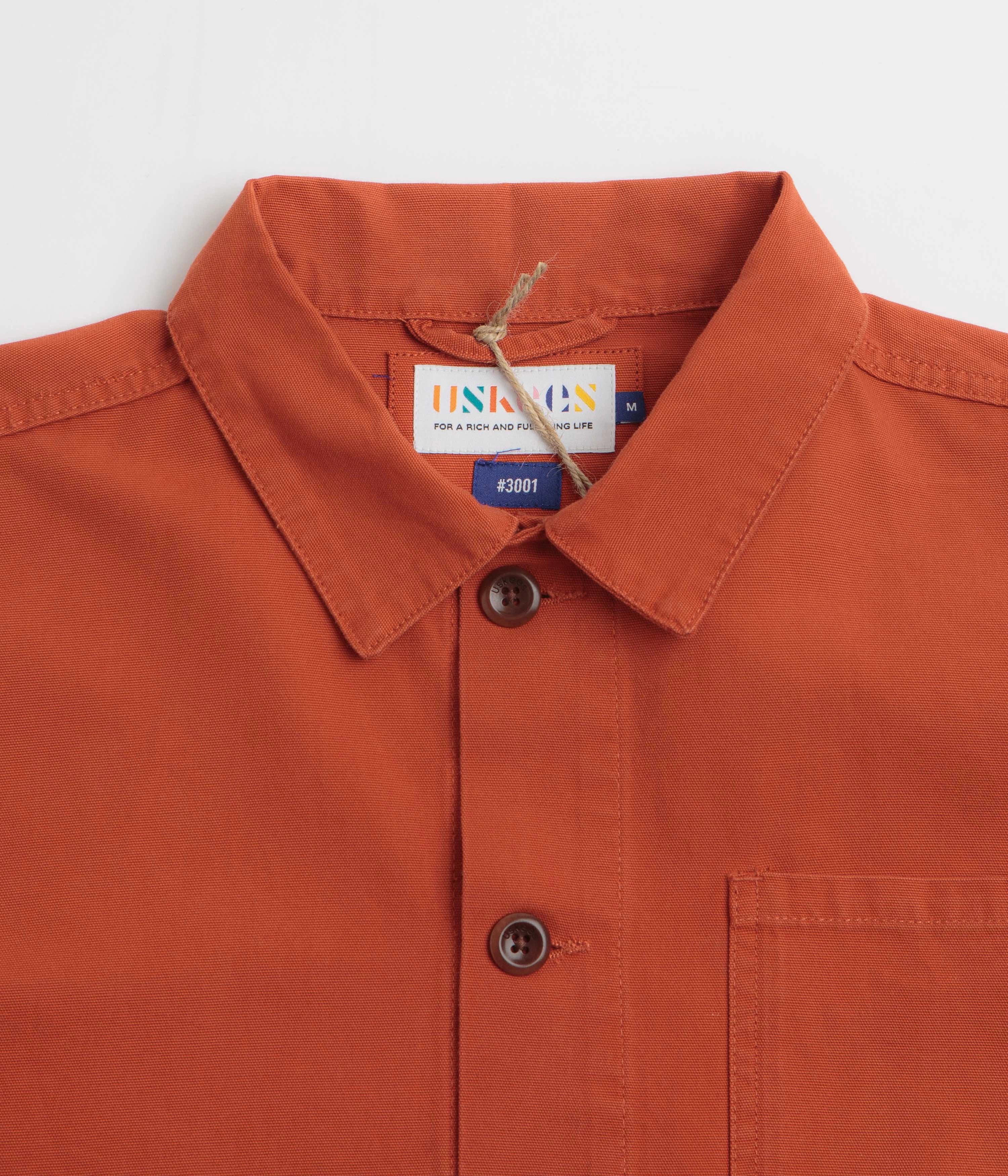 Uskees 3001 Buttoned Overshirt - Rust Stretchable Panels