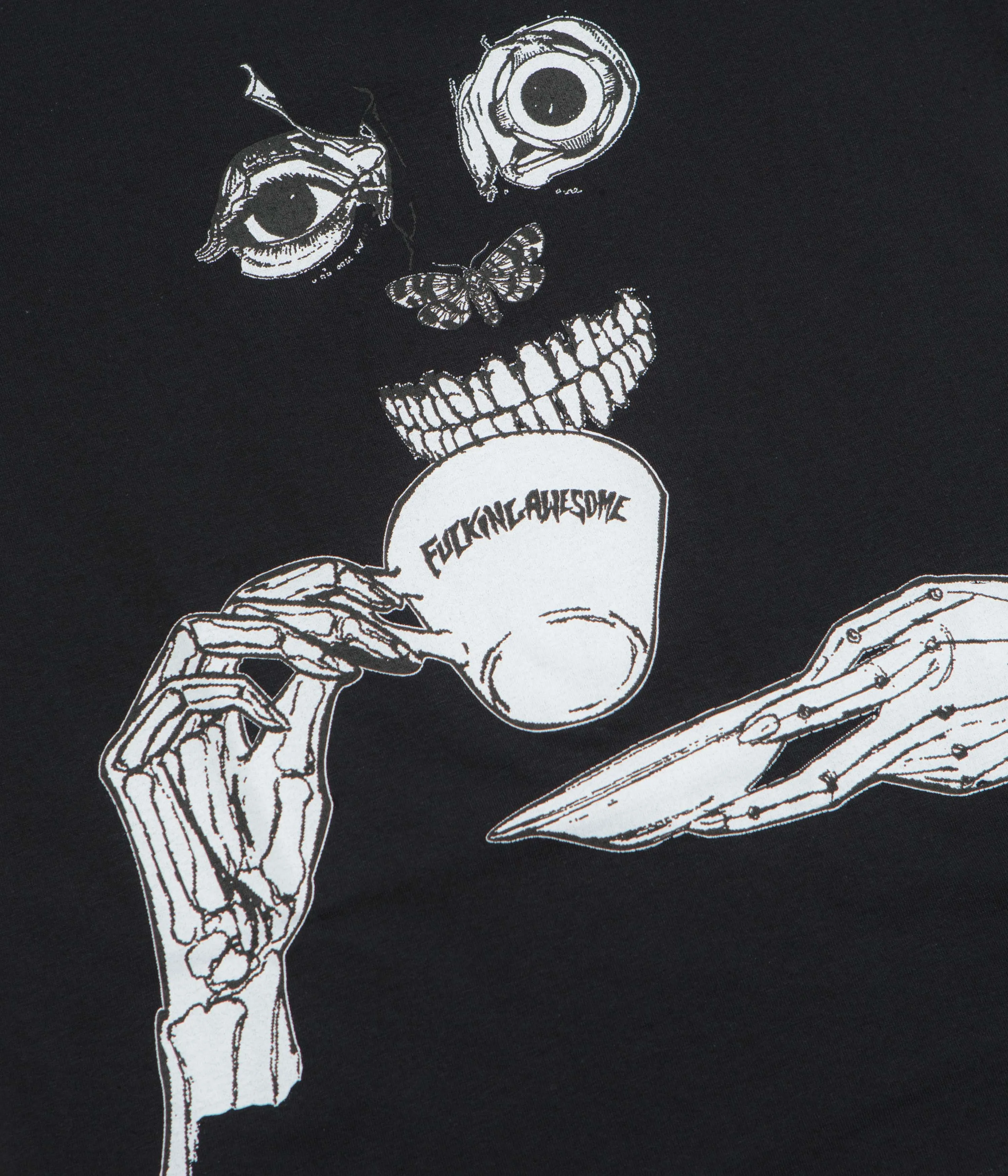 Fucking Awesome Teethface T-Shirt - Black zoo Three Thread Overlock Stitching