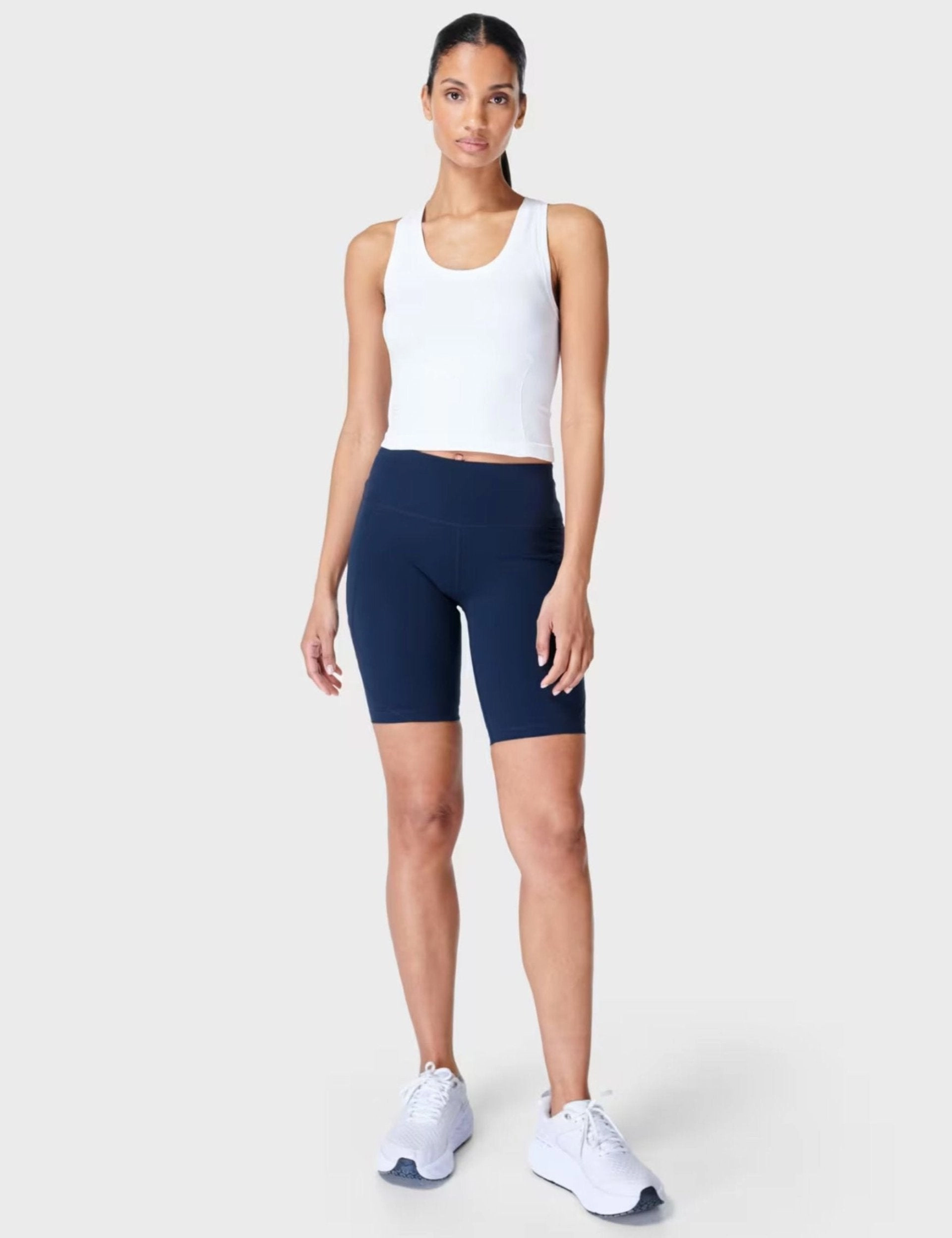 Athlete Crop Seamless Gym Vest - White Premium Fabric Blend Workout Essential