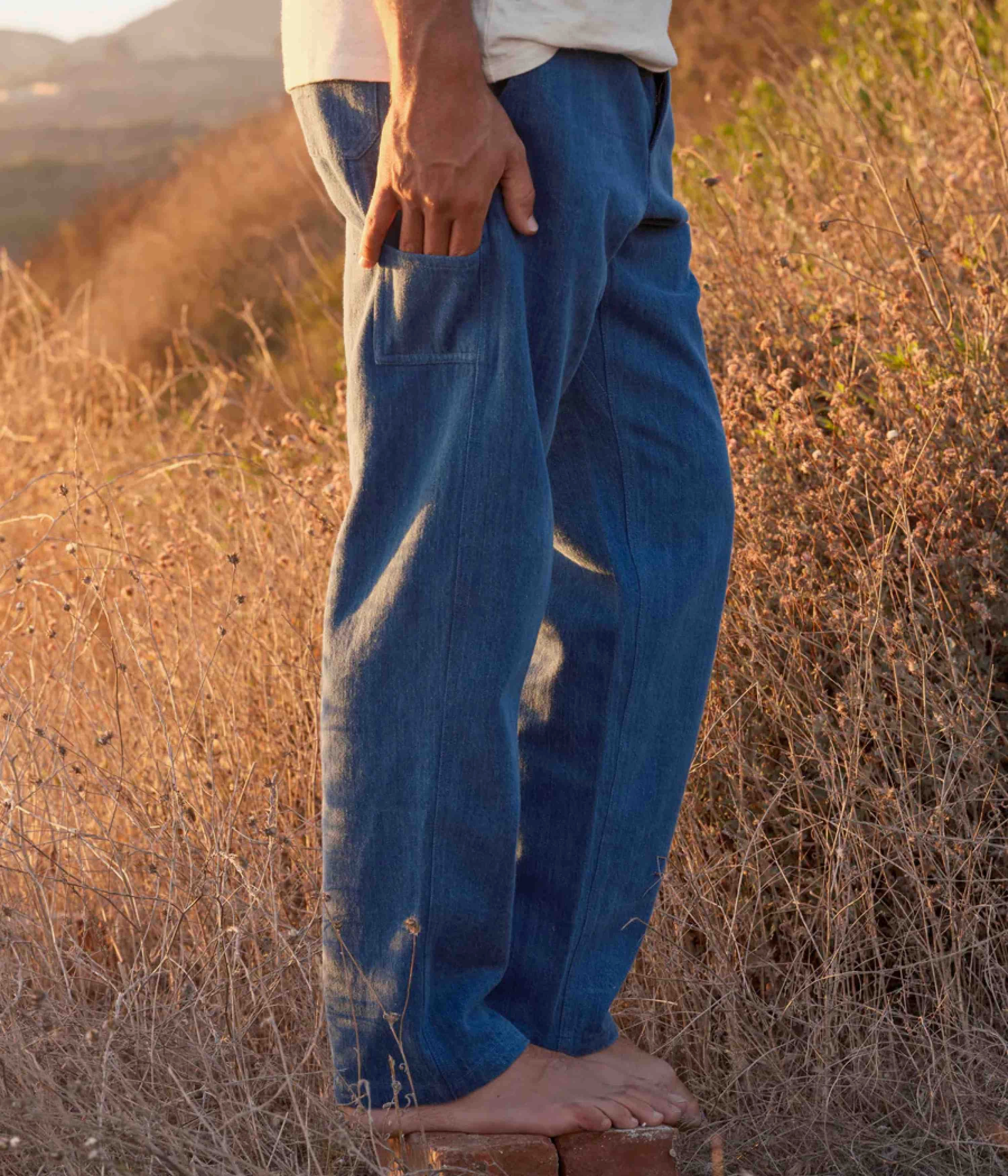 Mollusk Pinnacle Pants - Indigo Denim Twill Weave Texture