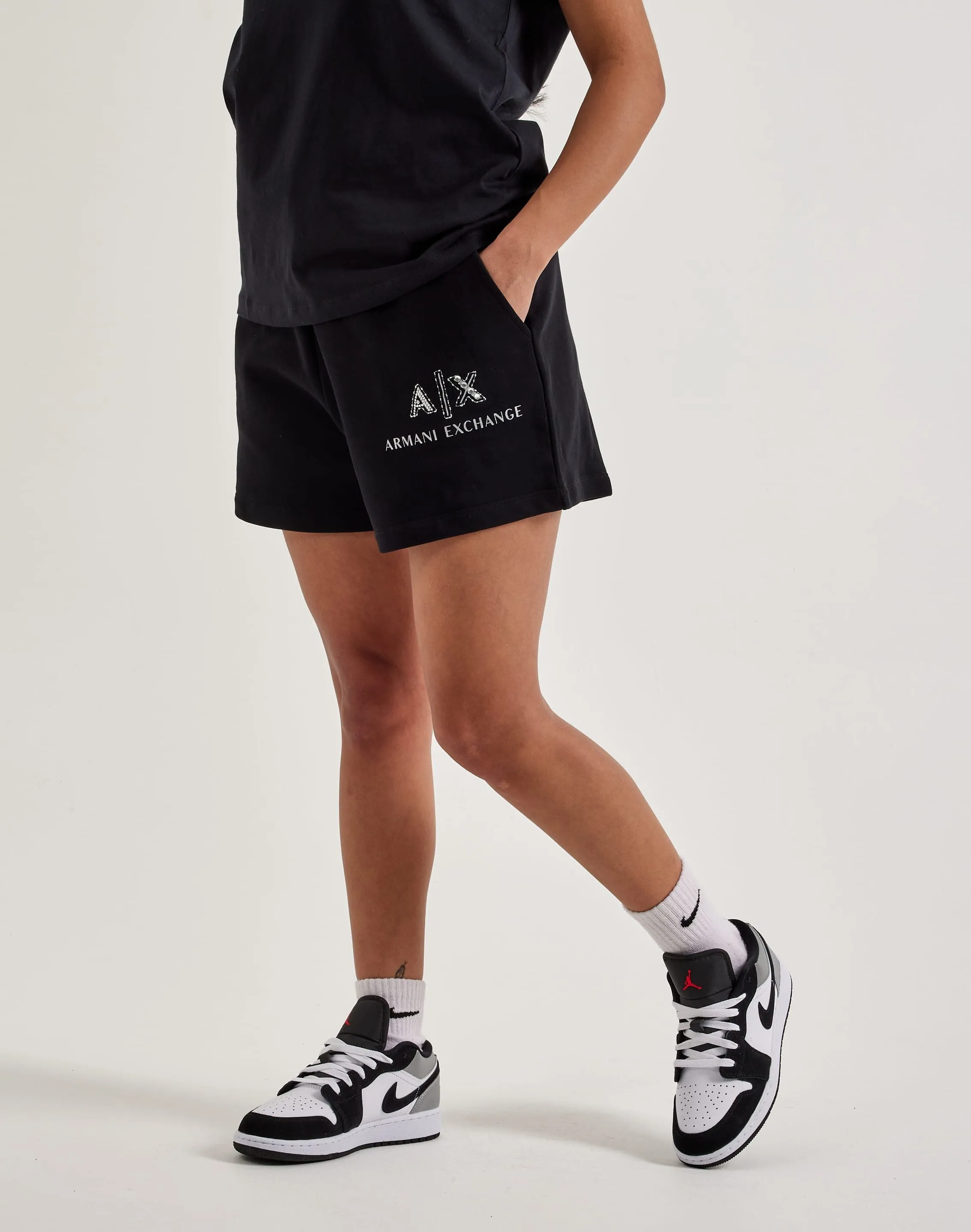 HypoallergenicYarn ZeroWaste Production Armani Exchange Embellished Logo Shorts