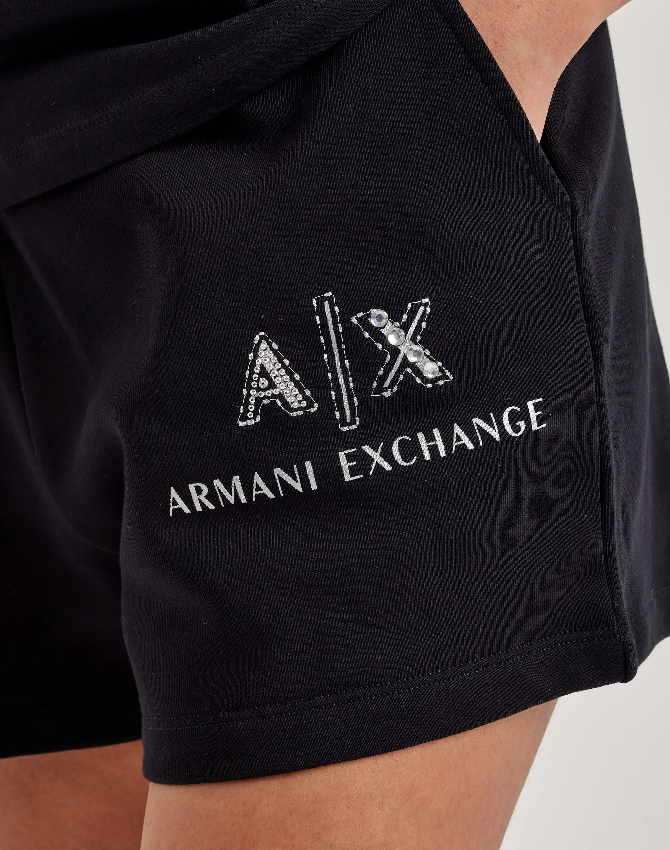 StretchWaistband WrinkleResistantClothing Armani Exchange Embellished Logo Shorts