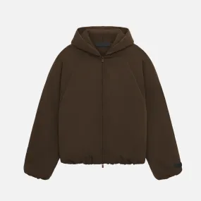 Lightweight Construction Repair Fit ESSENTIALS MILITARY NYLON HOODED BOMBER - BROWN